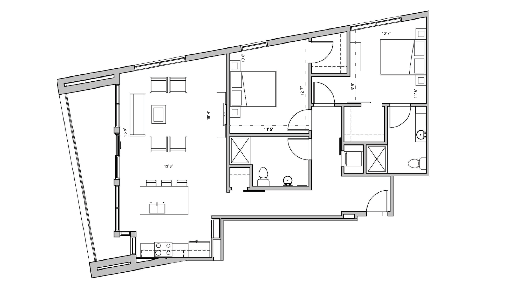 ULI Seven27 202 - Two Bedroom, Two Bathroom Floor Plan 