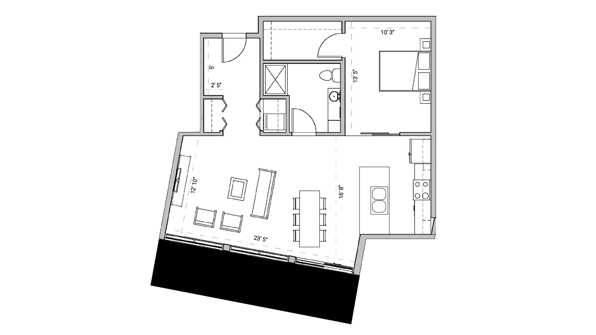 ULI SEVEN27 219 - One bedroom, one bathroom Floor Plan 