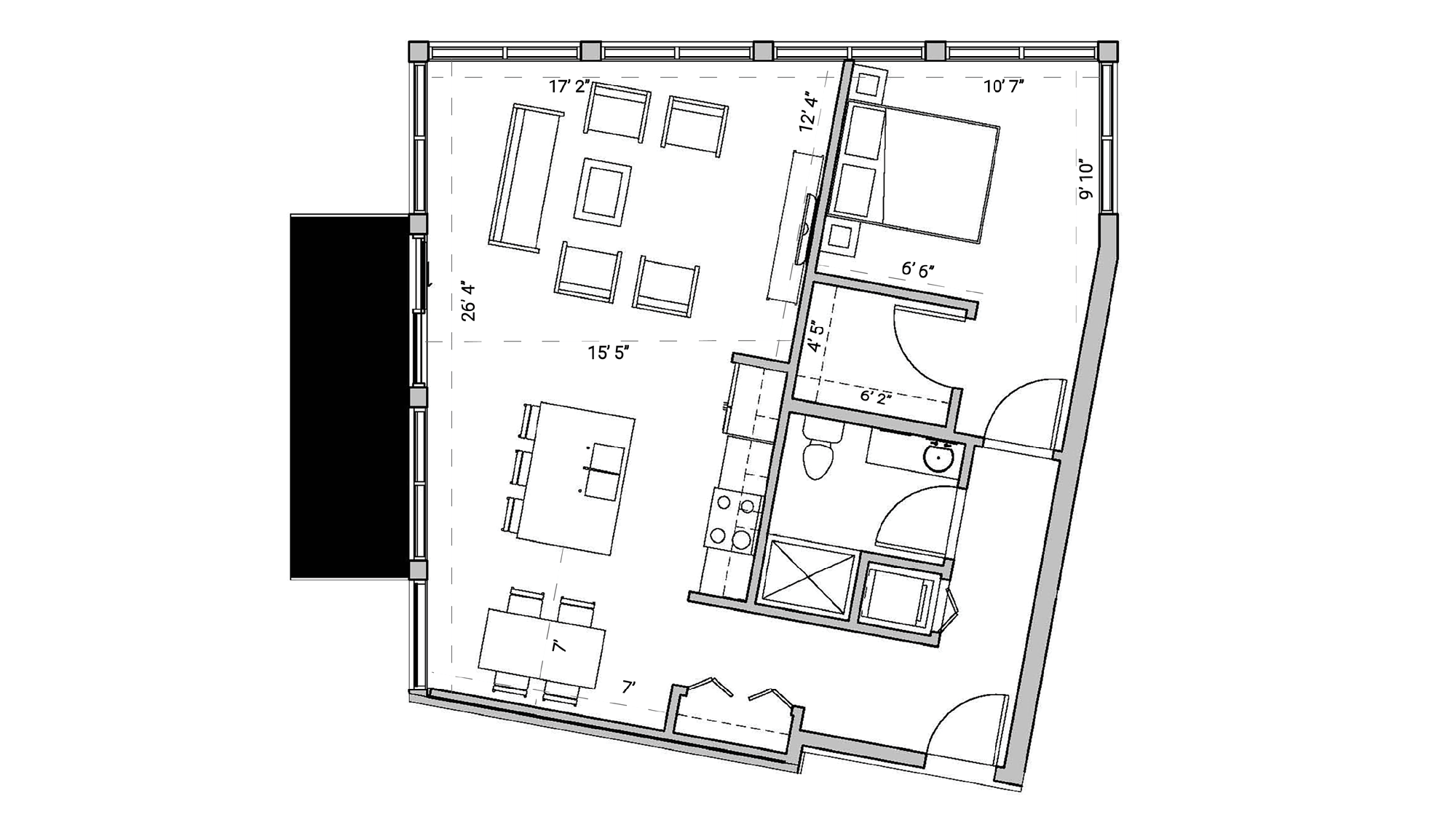 ULI Seven27 239 - One Bedroom, One Bathroom Floor Plan 