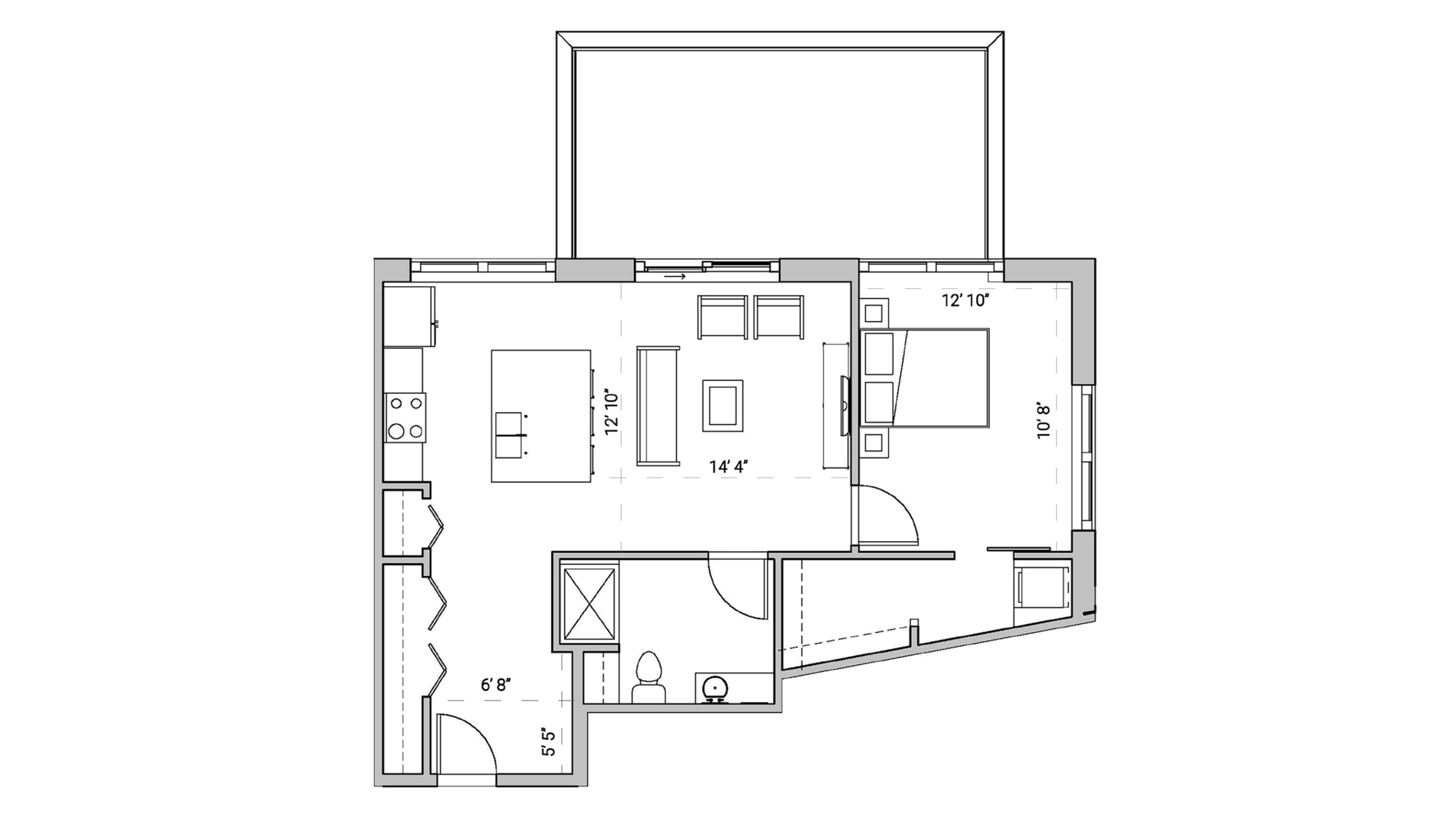 ULI Seven27 310 - One Bedroom, One Bathroom Floor Plan 