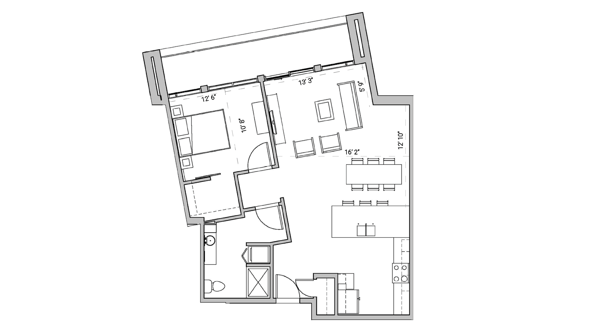 ULI Seven27 312 - One Bedroom, One Bathroom Floor Plan 