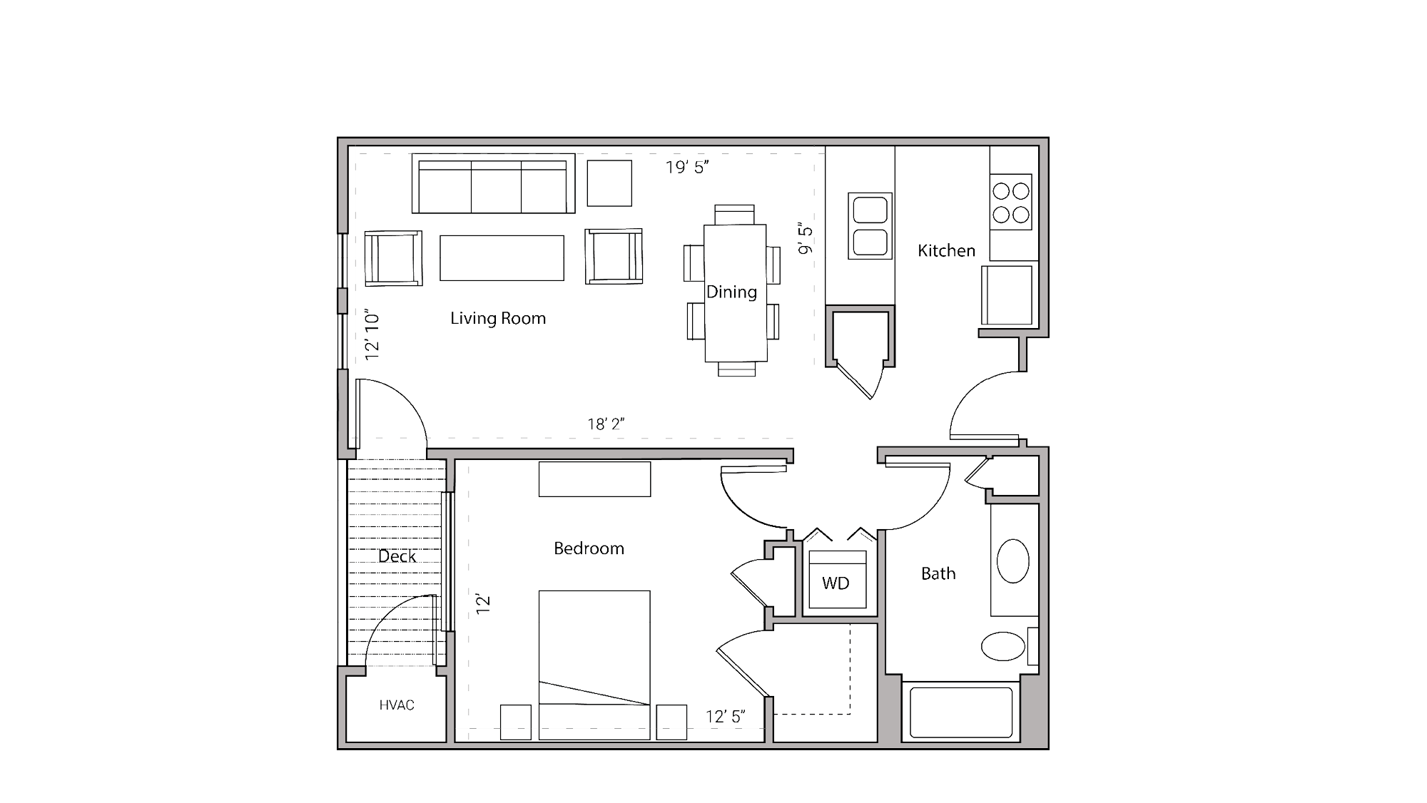 ULI City Place 405 - One Bedroom, One Bathroom Floor Plan 