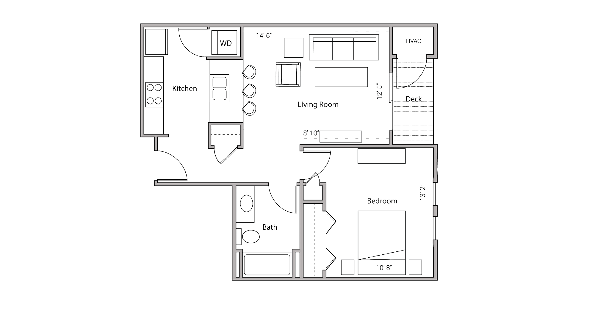 ULI City Place 410 - One Bedroom, One Bathroom Floor Plan 