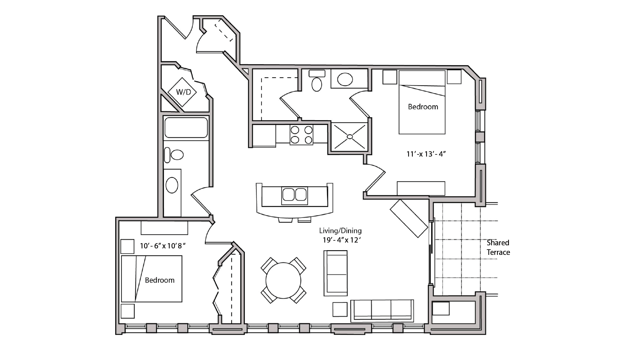 ULI The Depot 1-204 - Two Bedroom, Two Bathroom Floor Plan 