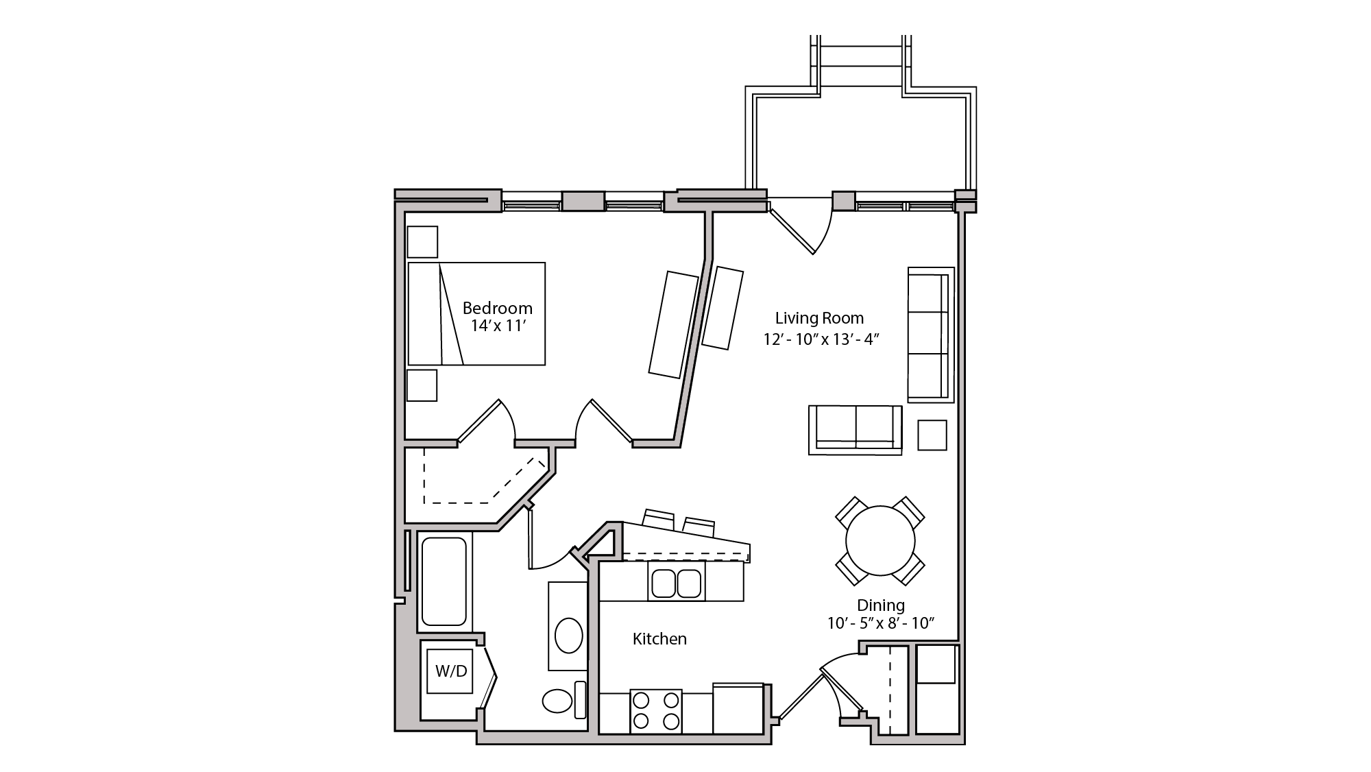 ULI The Depot 2-101 - One Bedroom, One Bathroom Floor Plan 