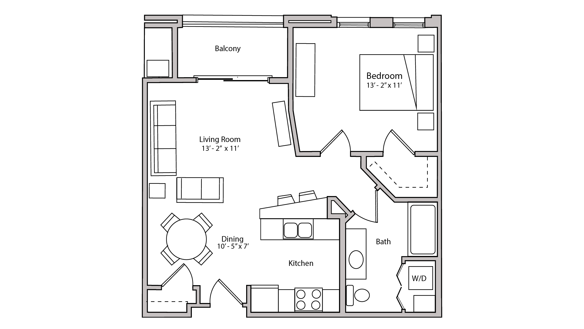 ULI The Depot 2-407 - One Bedroom, One Bathroom Floor Plan 