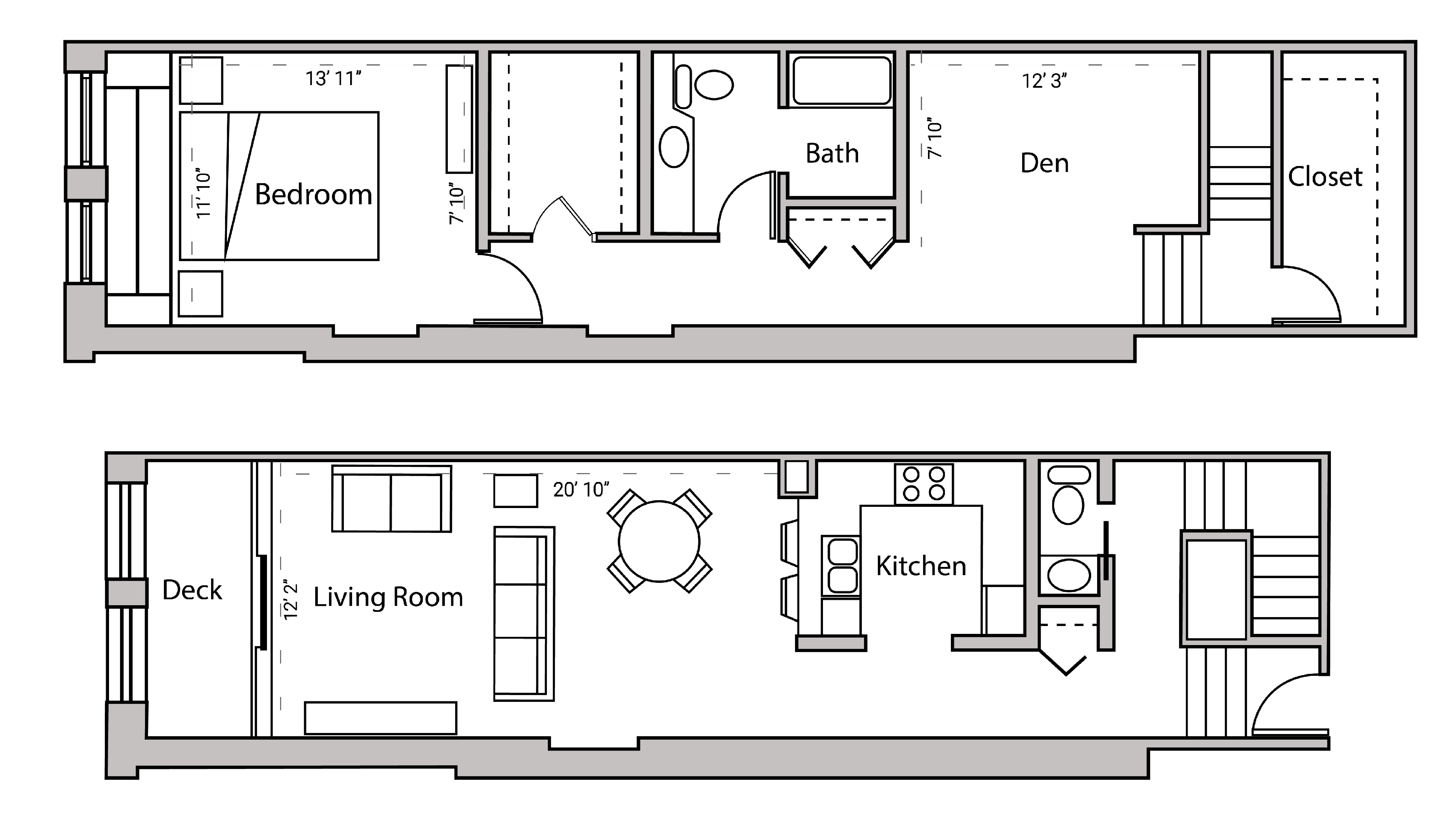 ULI Lincoln School 203 - One Bedroom Plus Den, One and  Half Bathroom Floor Plan 