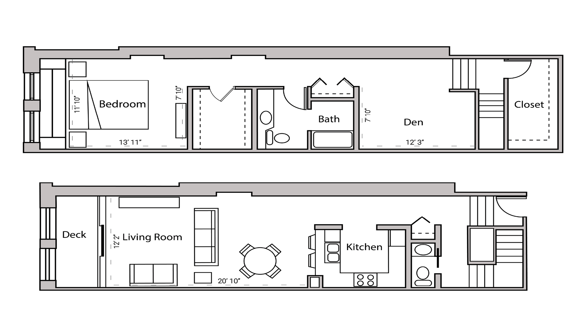ULI Lincoln School 202 - One Bedroom Plus Den, One and  Half Bathroom Floor Plan 
