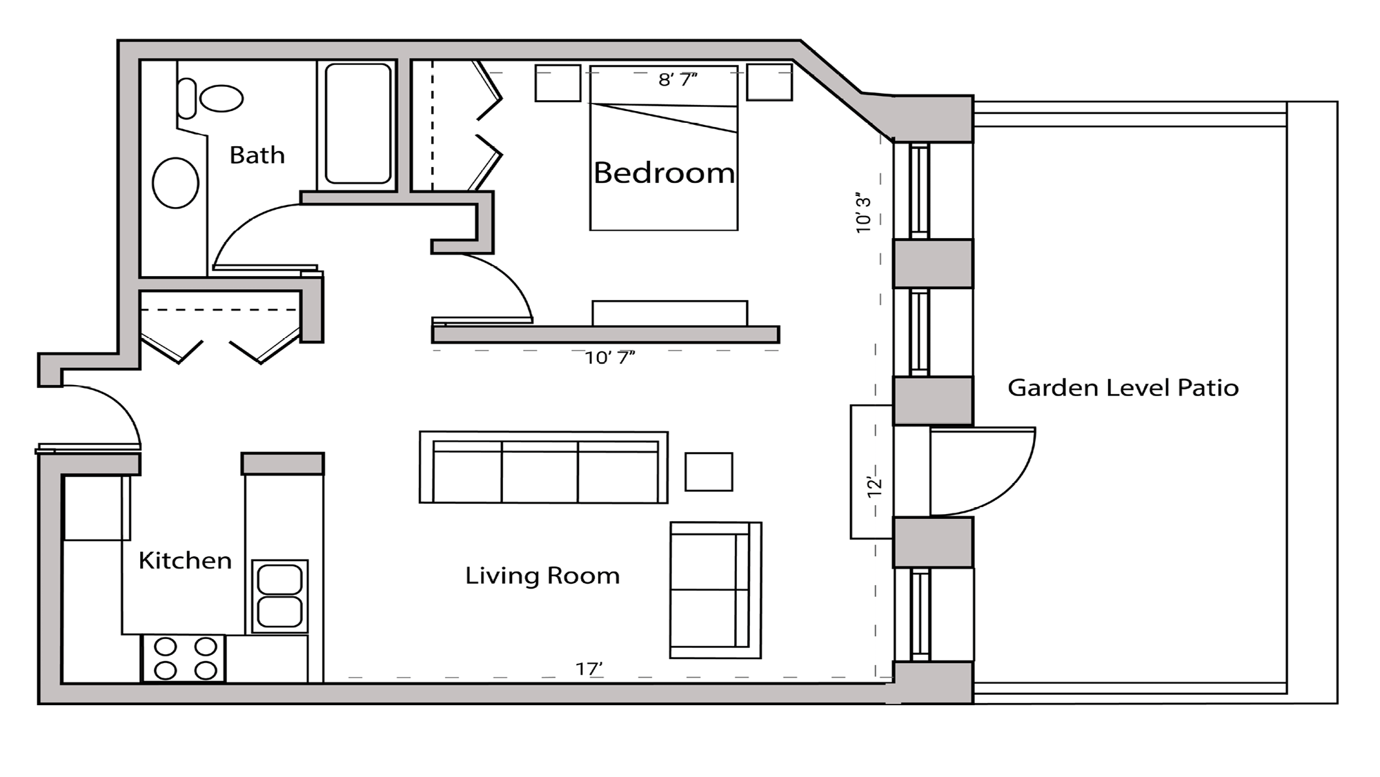 ULI Lincoln School 208 - One Bedroom, One Bathroom Floor Plan 