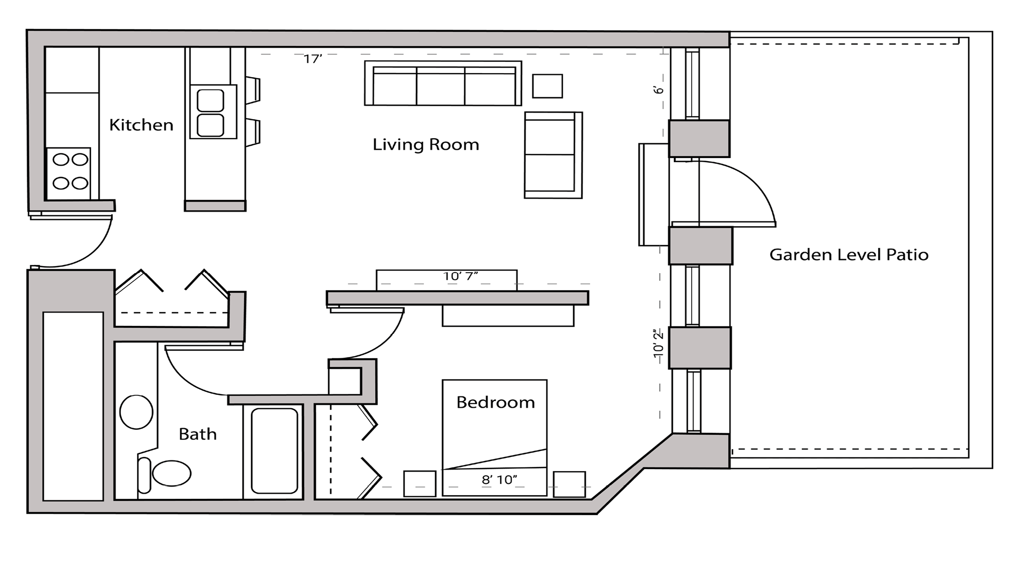 ULI Lincoln School 209 - One Bedroom, One Bathroom Floor Plan 