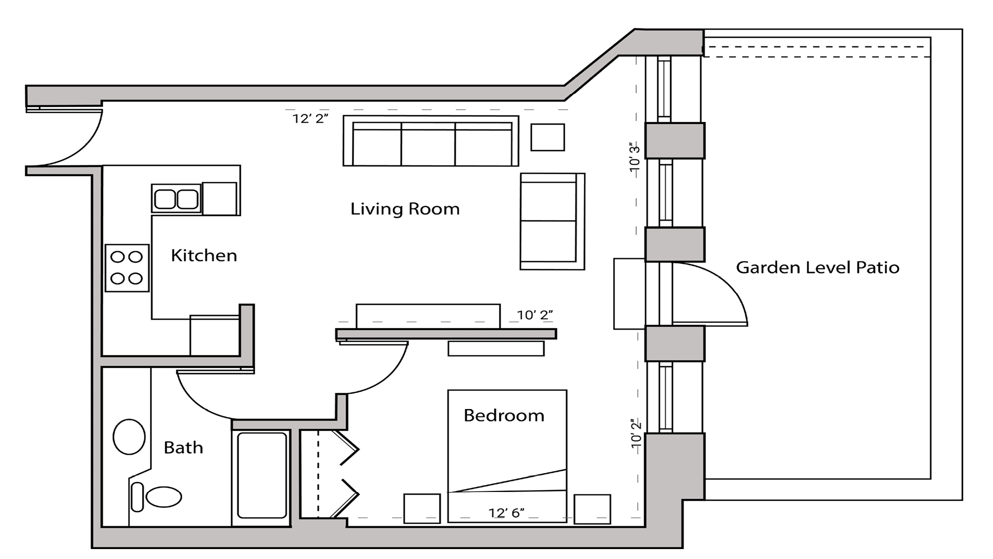 ULI Lincoln School 210 - One Bedroom, One Bathroom Floor Plan 