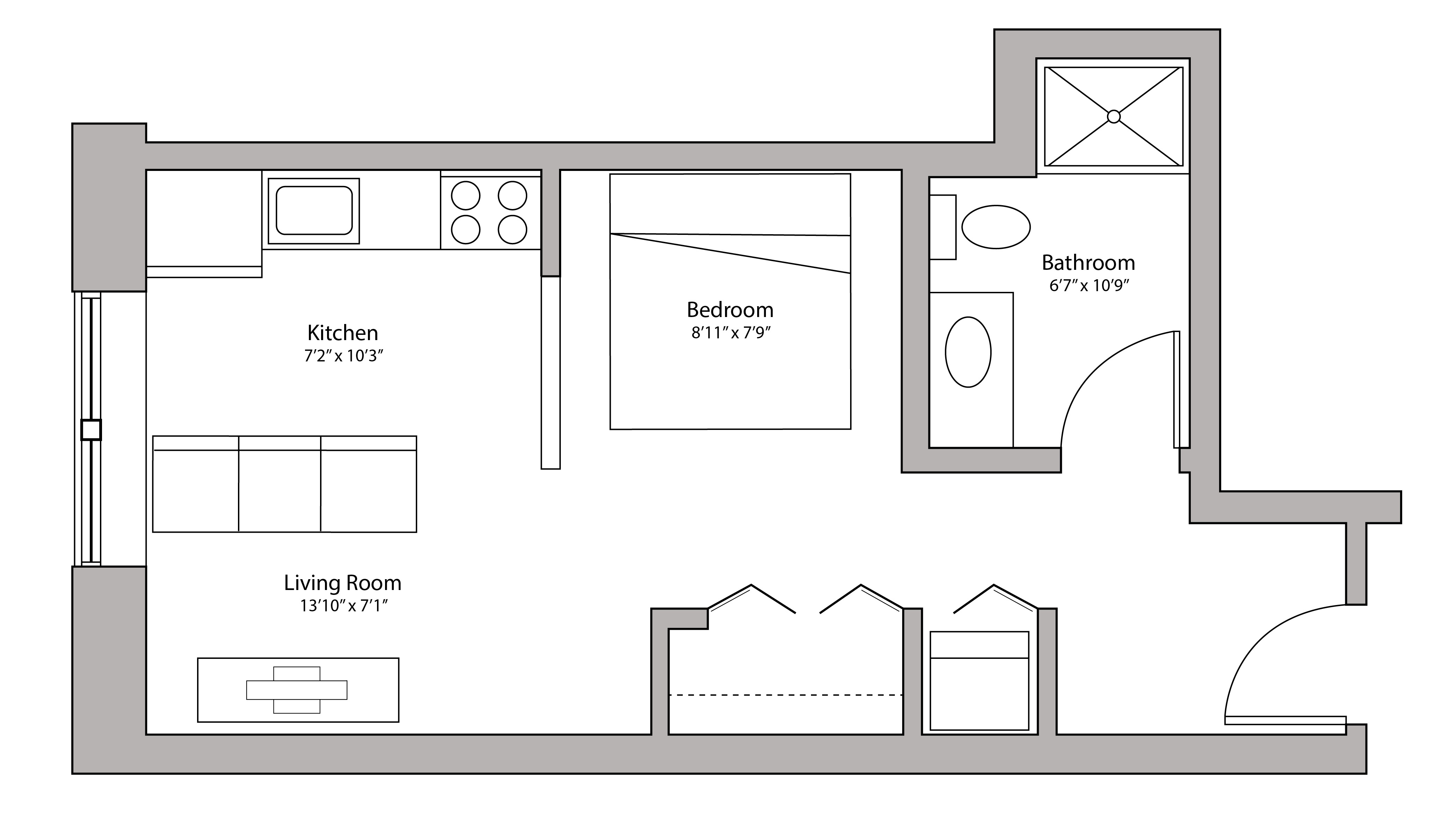 ULI Capitol Hill 207 - Studio, One Bathroom Floorplan Floor Plan 