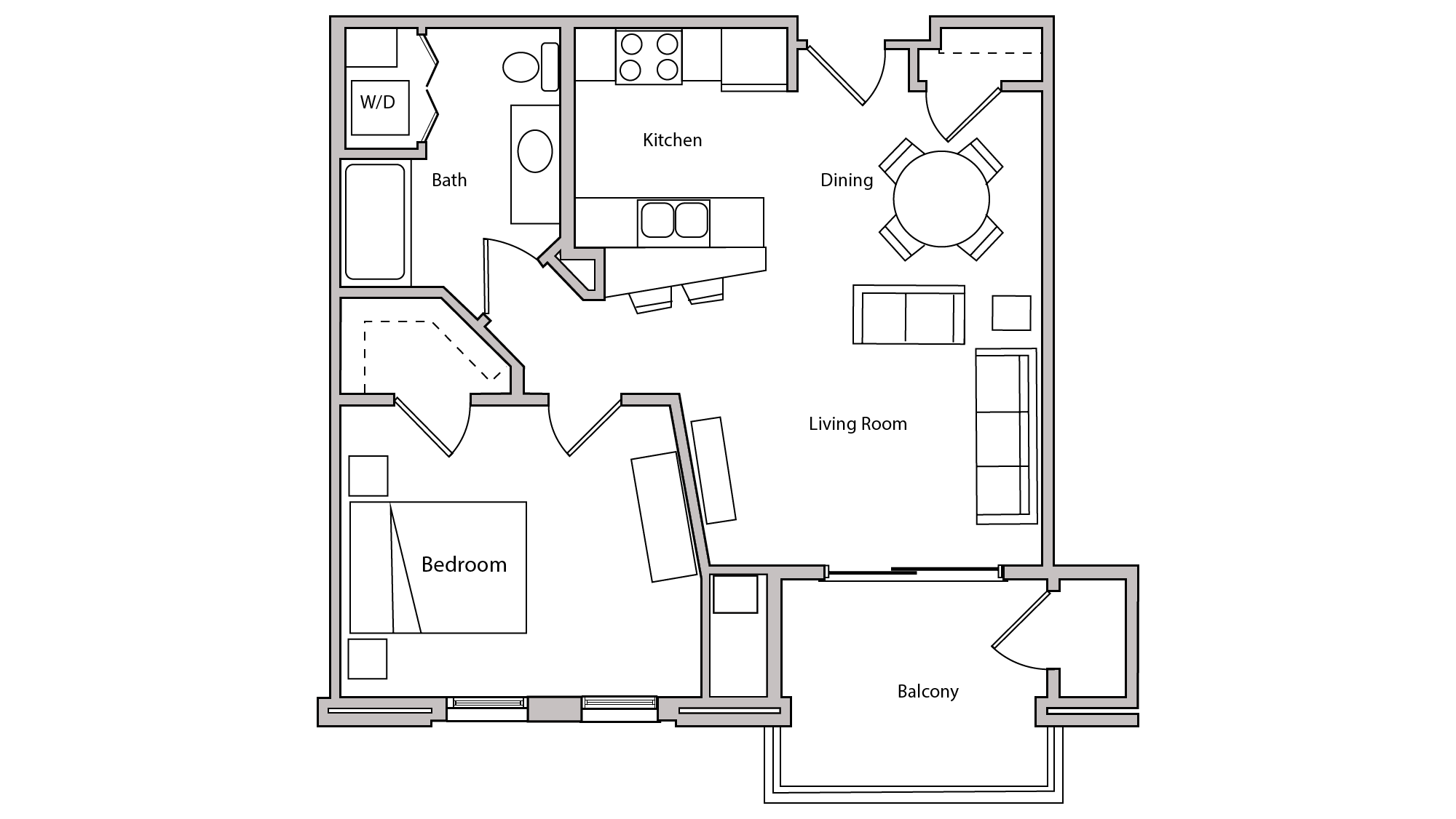 ULI The Depot 2-104 - One Bedroom, One Bathroom Floor Plan 