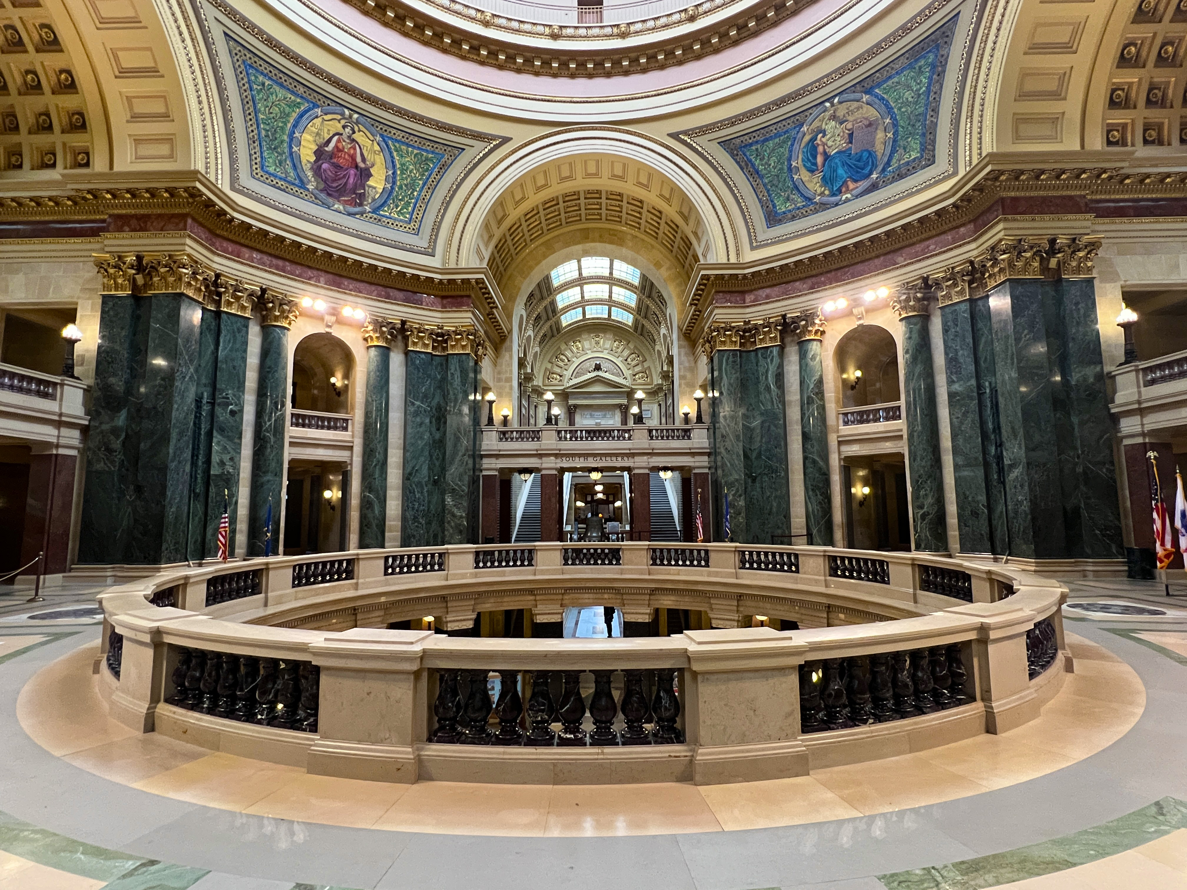 Admiring the marble and architecture of the Wisconsin State Capitol 