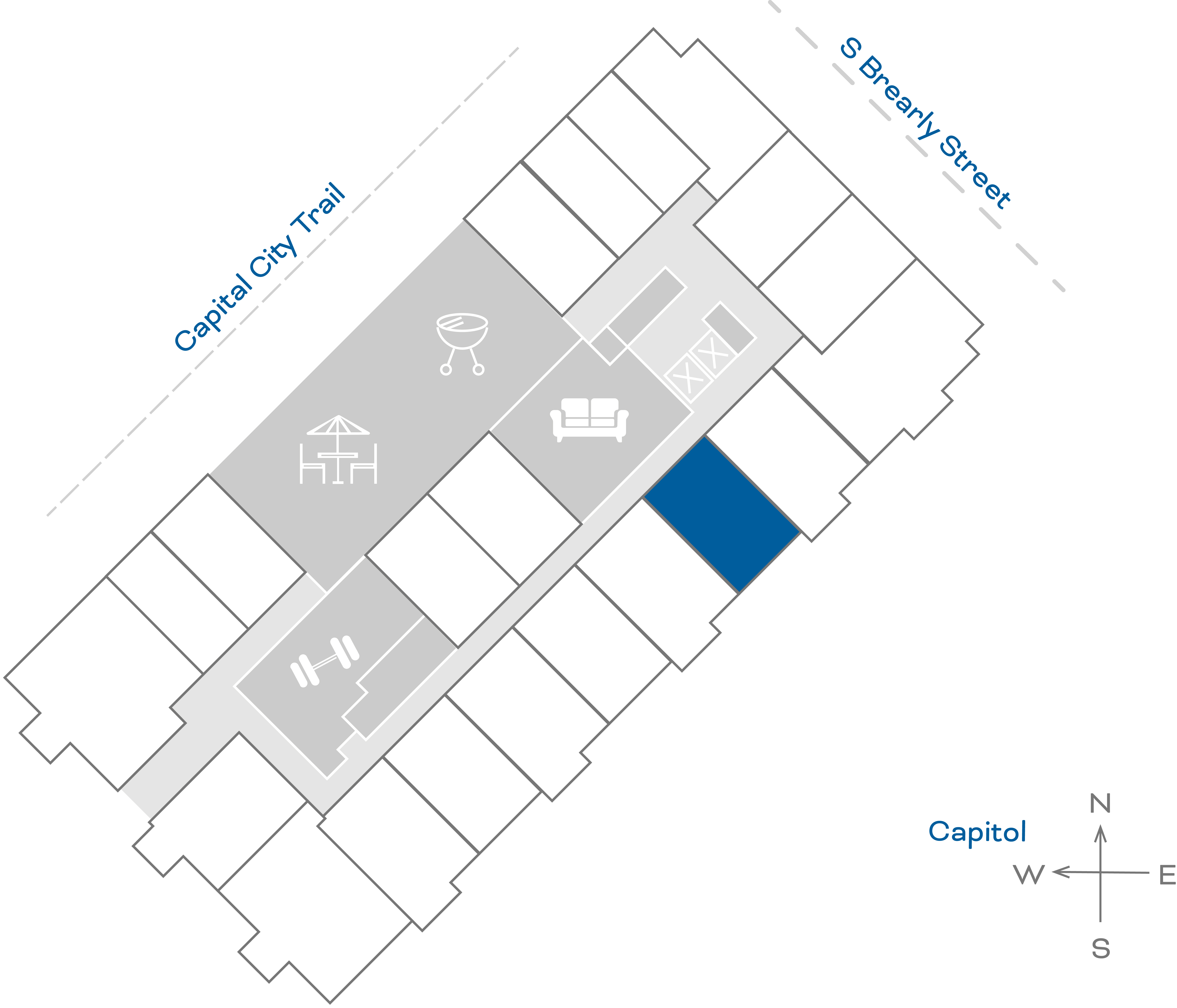 ULI The Penny 217 - 1 Bed, 1 Bath Floorplate
