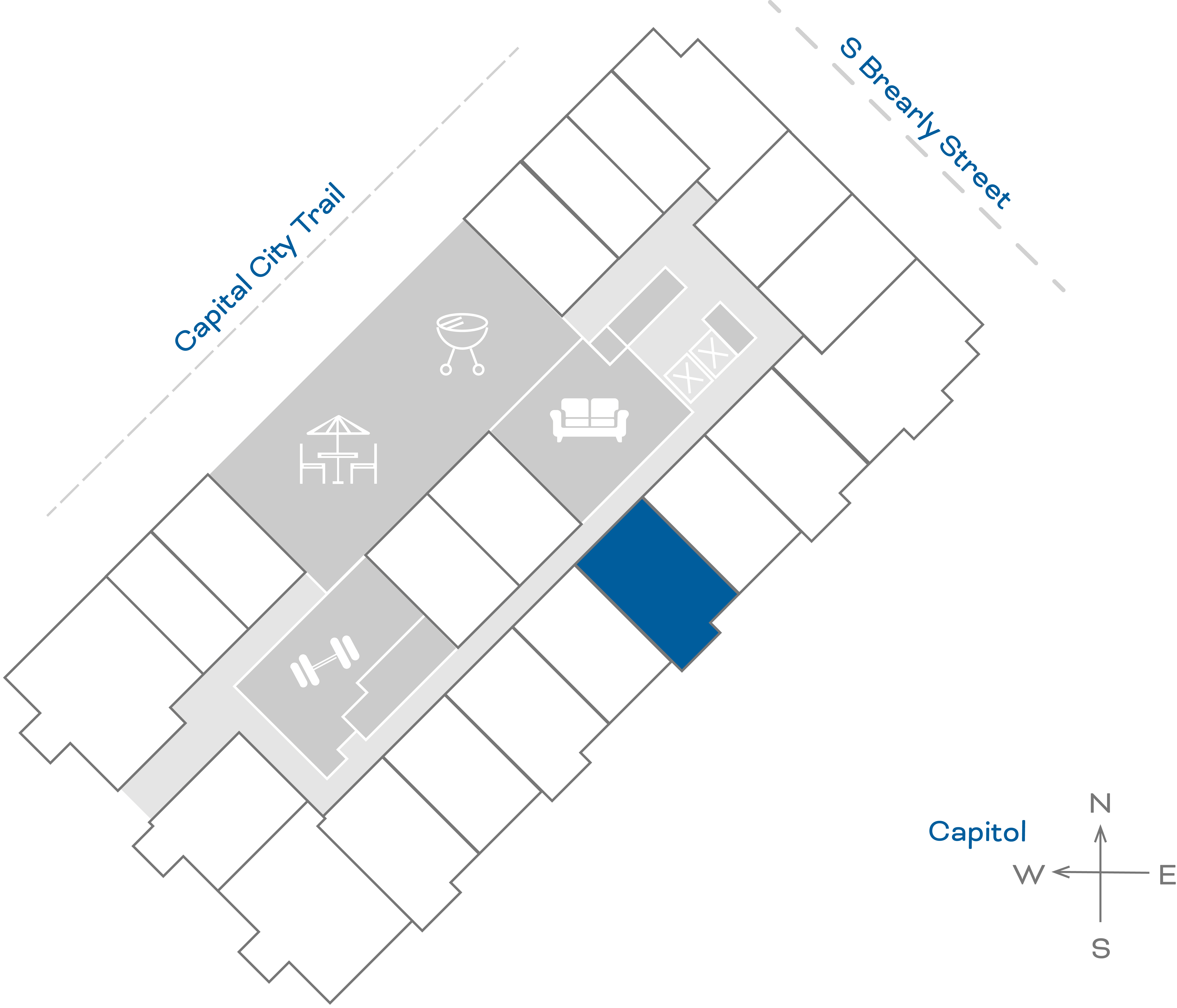 ULI The Penny 219 - 1 Bed, 1 Bath Floorplate
