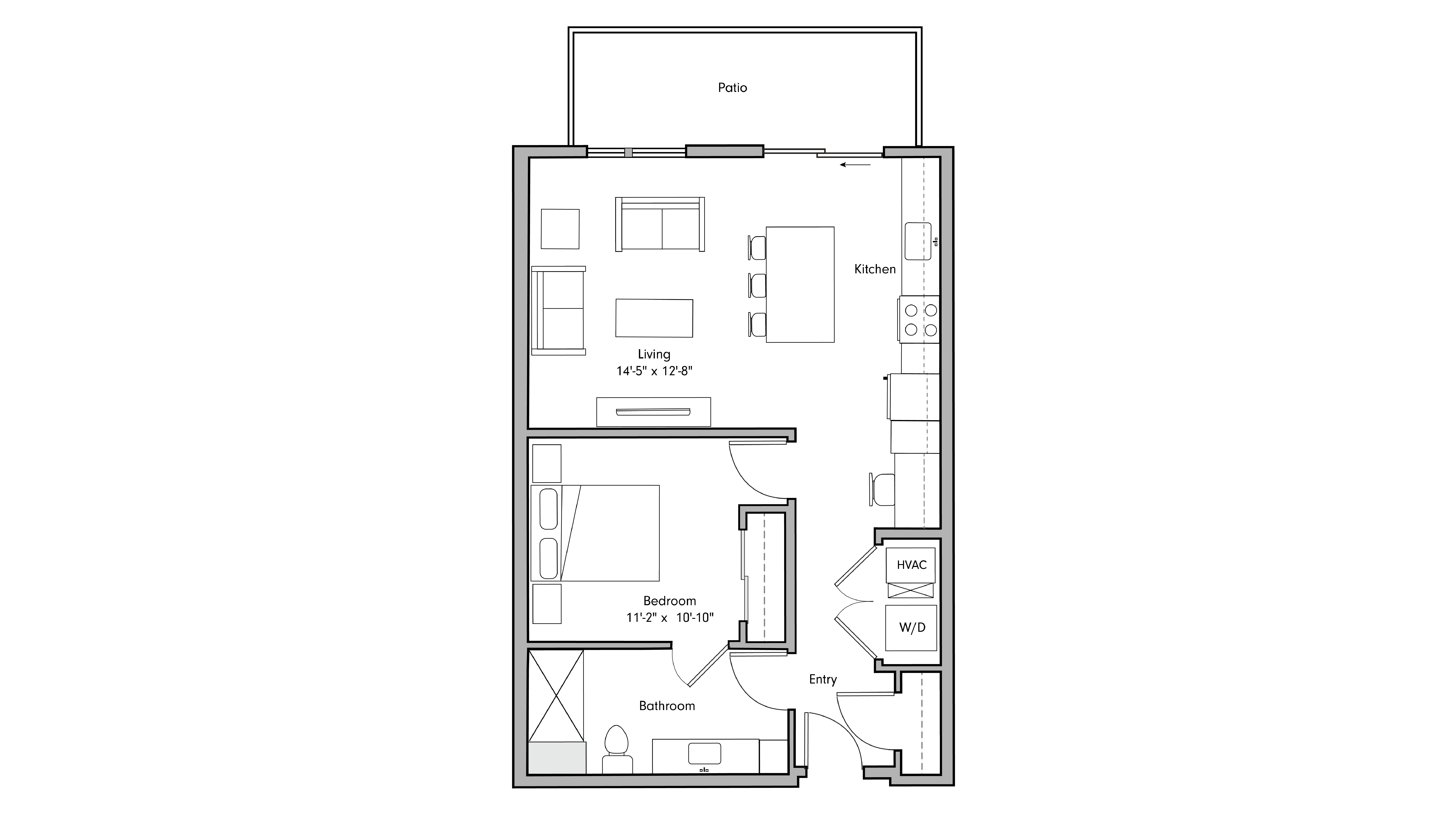 ULI The Penny 220 - 1 Bed, 1 Bath Floor Plan