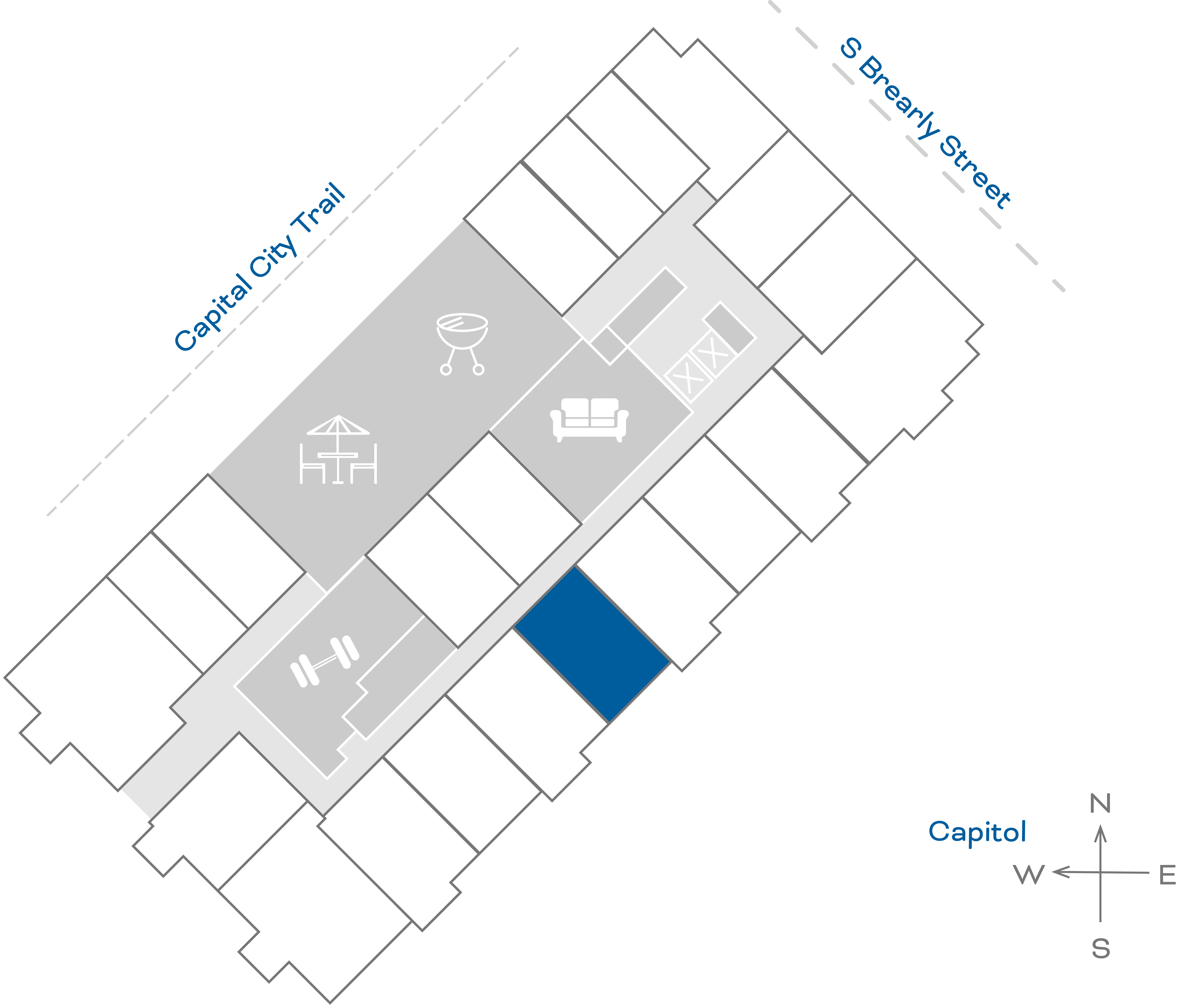 ULI The Penny 221 - 1 Bed, 1 Bath Floorplate