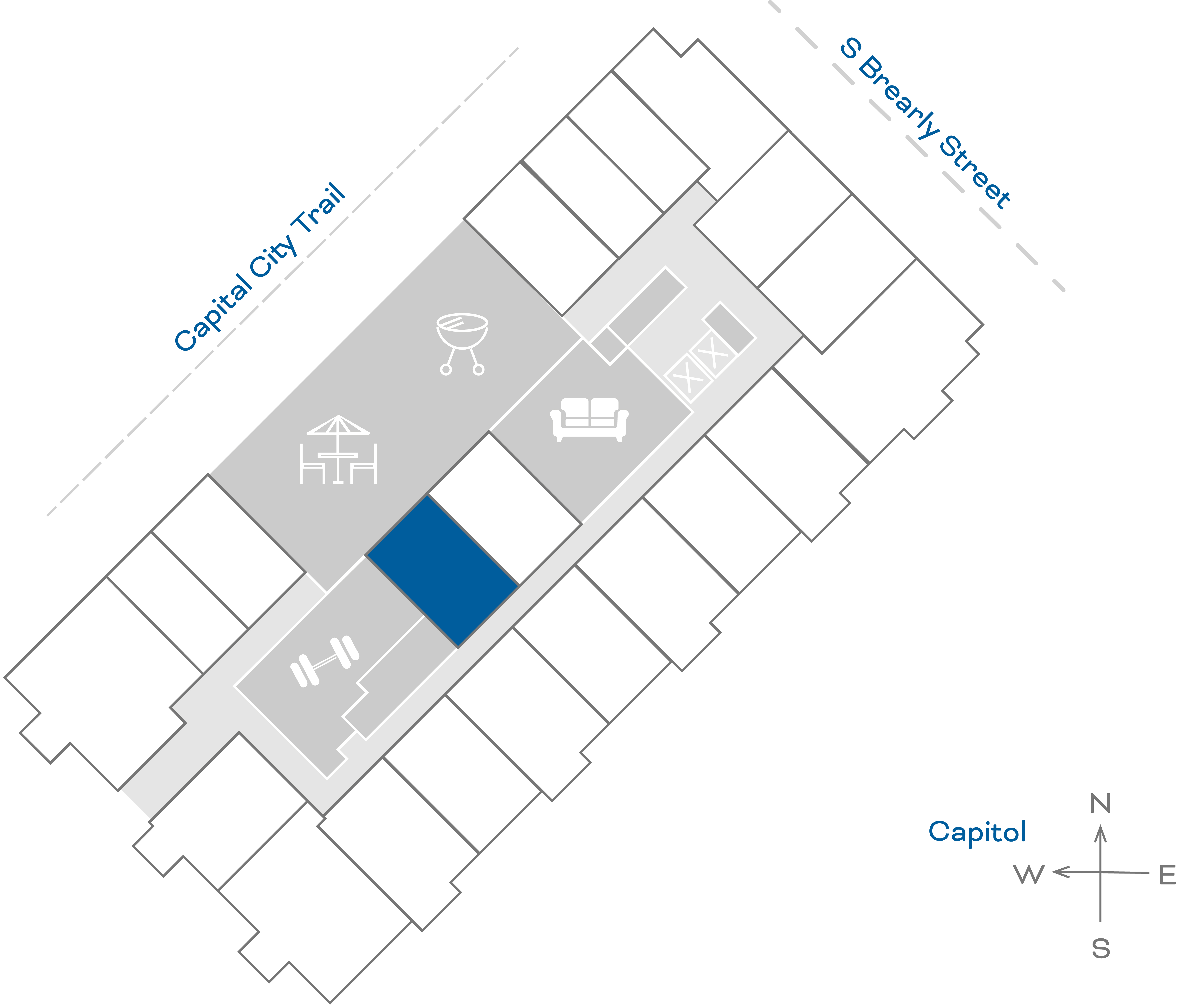 ULI The Penny 222 - 1 Bed, 1 Bath Floorplate