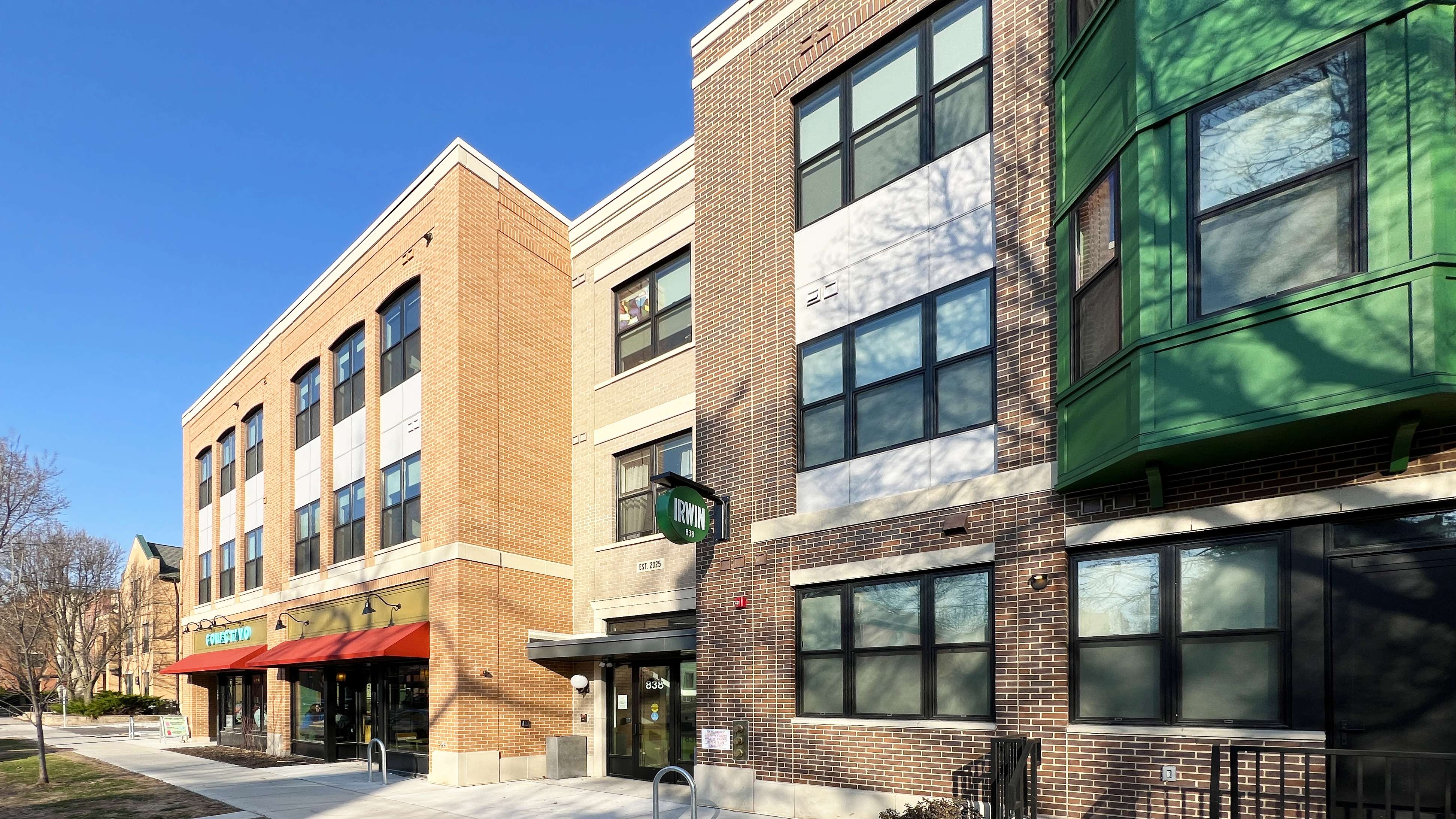 The Irwin Apartments on Willy Street with Colectivo Coffee on the ground level 