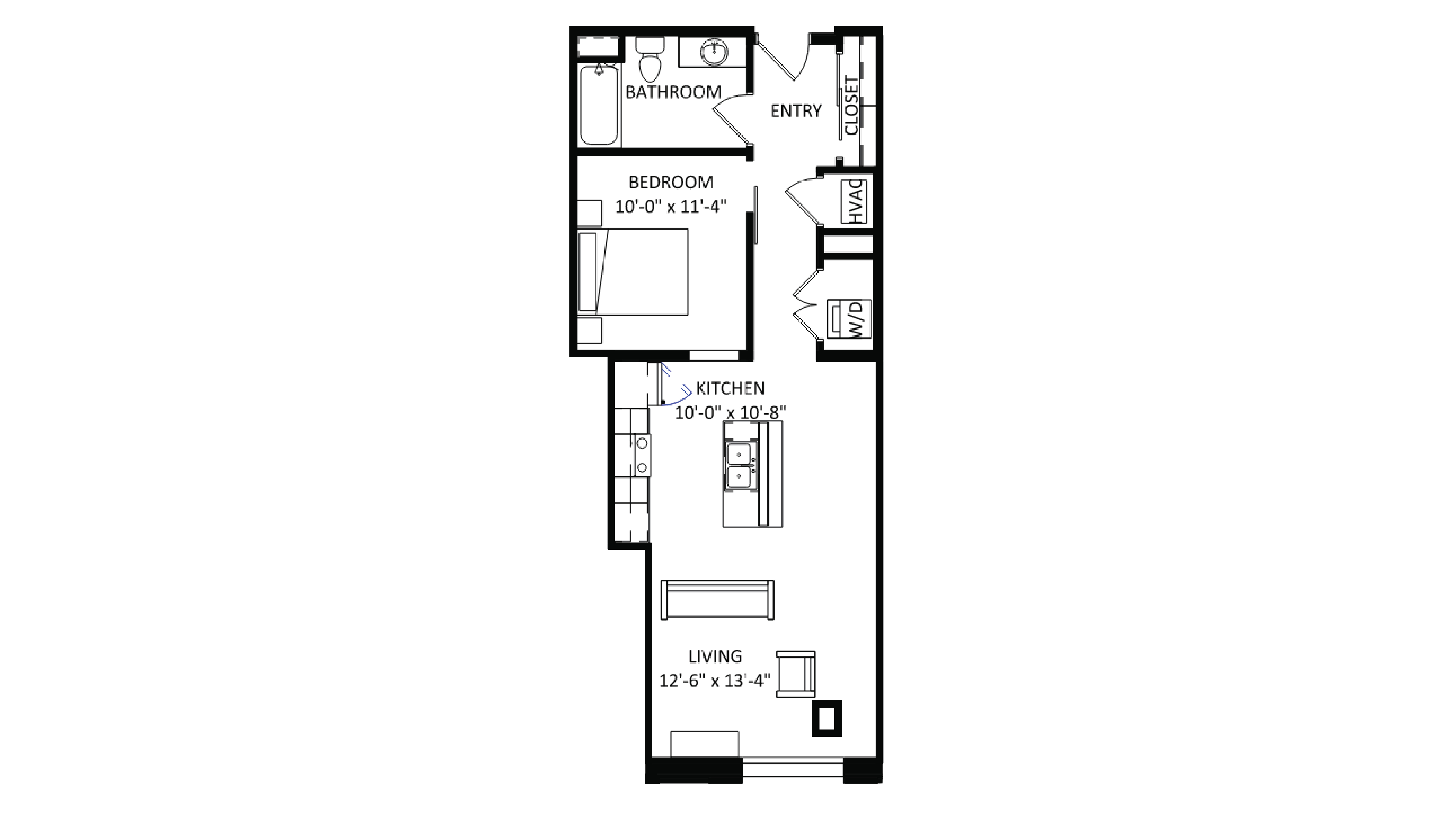 ULI The Irwin N123 - 1 Bed, 1 Bath Floor Plan