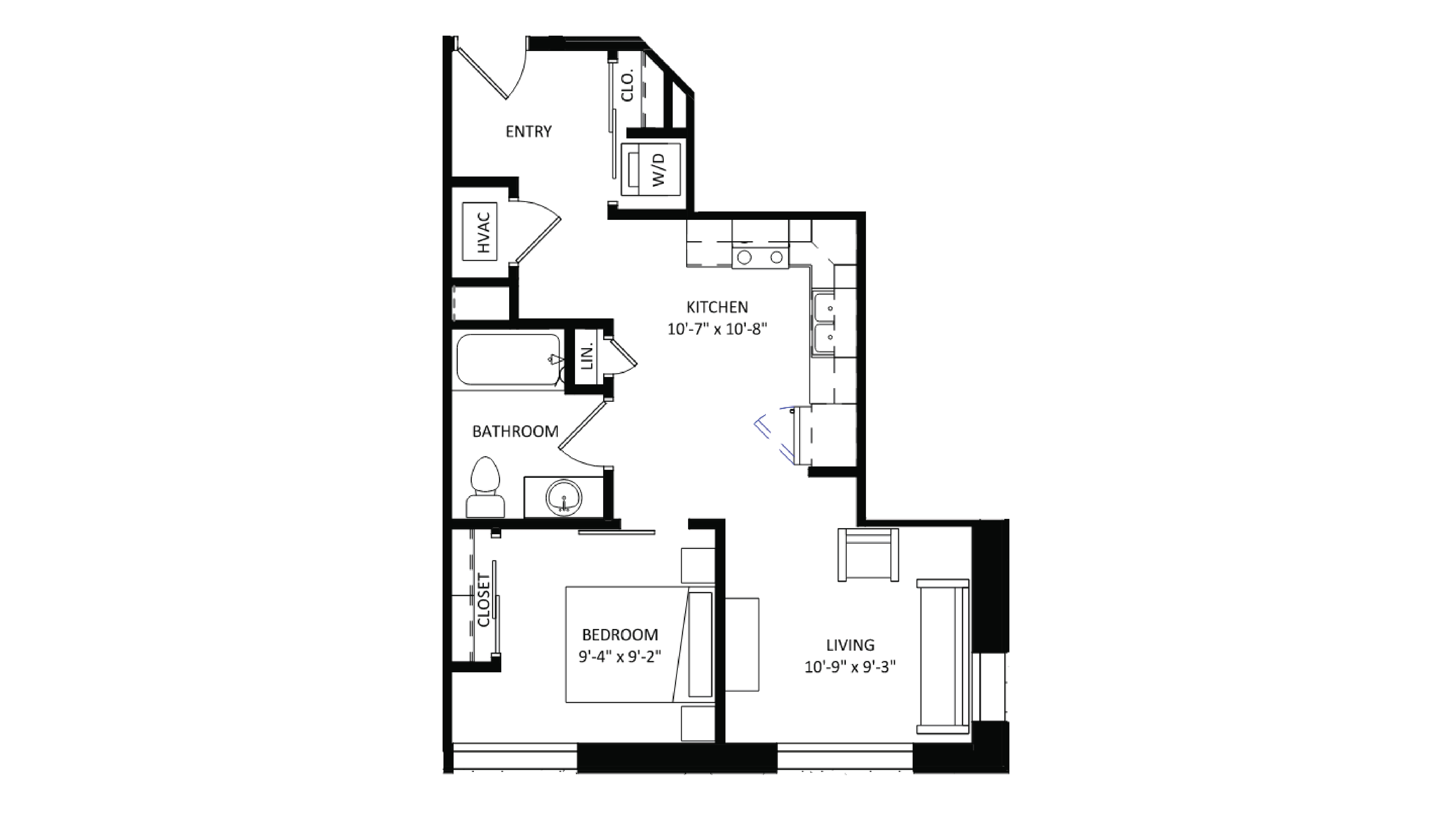 ULI The Irwin N138 - 1 Bed, 1 Bath Floor Plan