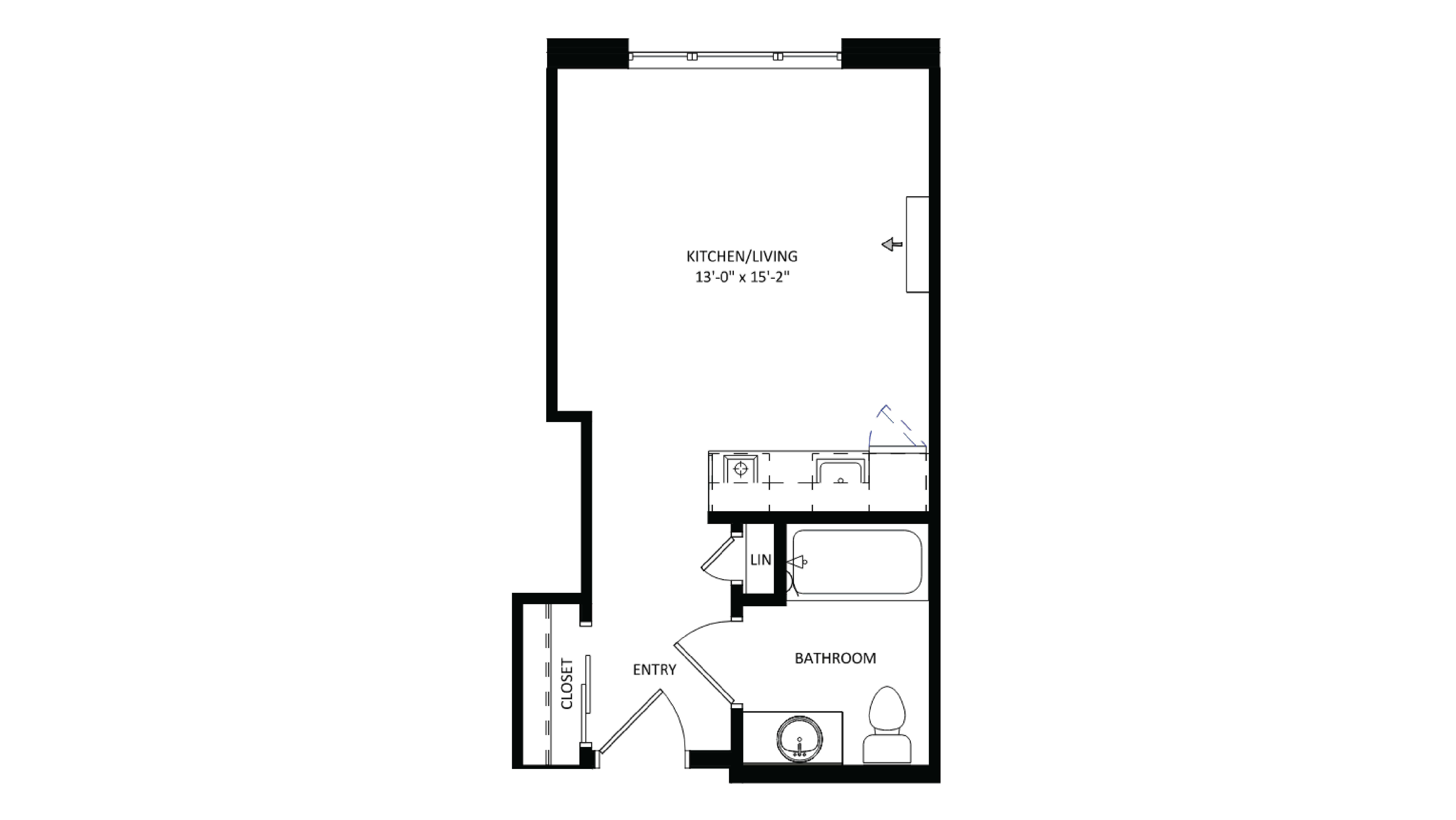 ULI The Irwin S118 - Studio, 1 Bath Floor Plan