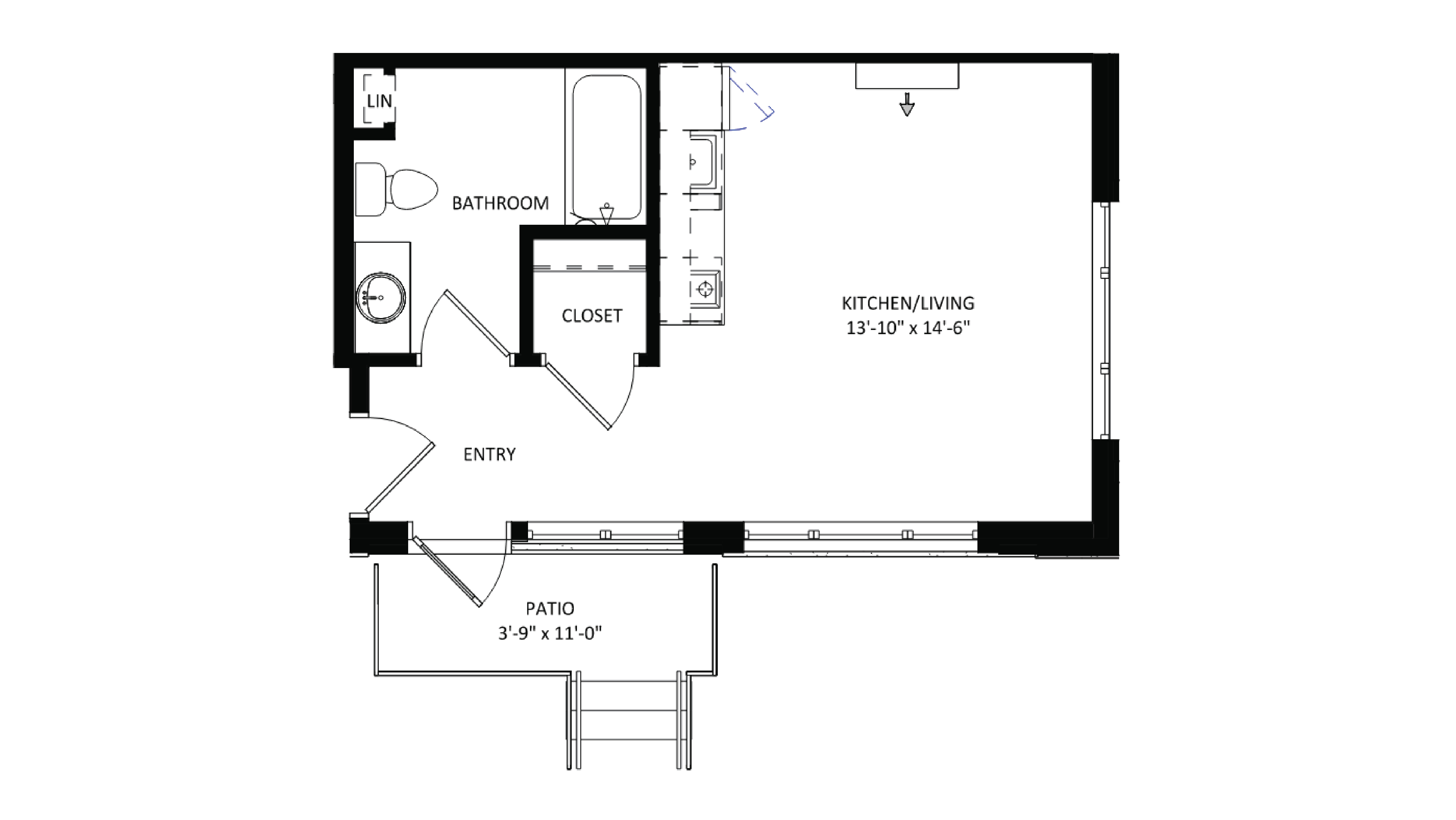 ULI The Irwin S134 - Studio, 1 Bath Floor Plan