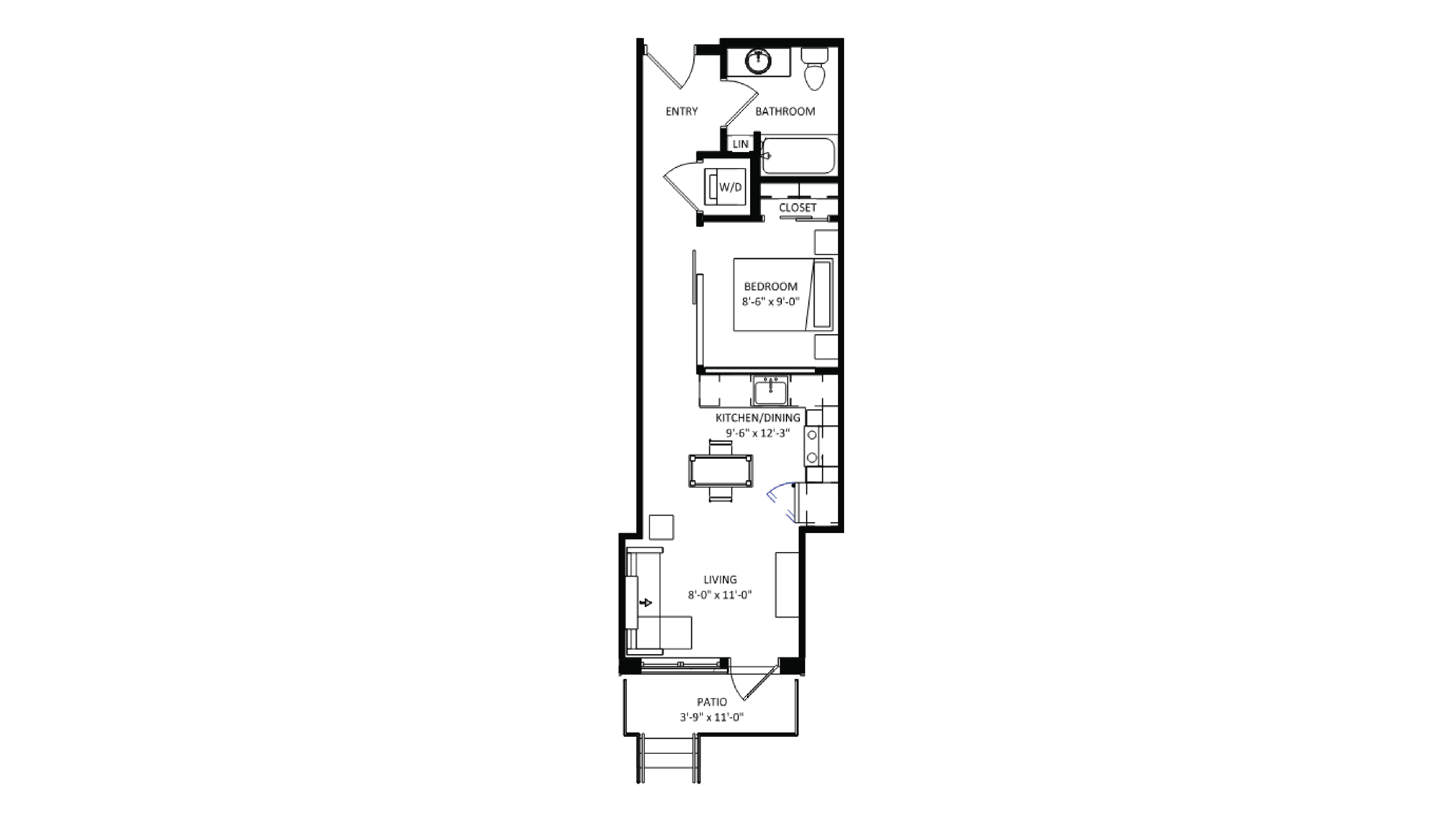 ULI The Irwin S136 - Studio, 1 Bath Floor Plan