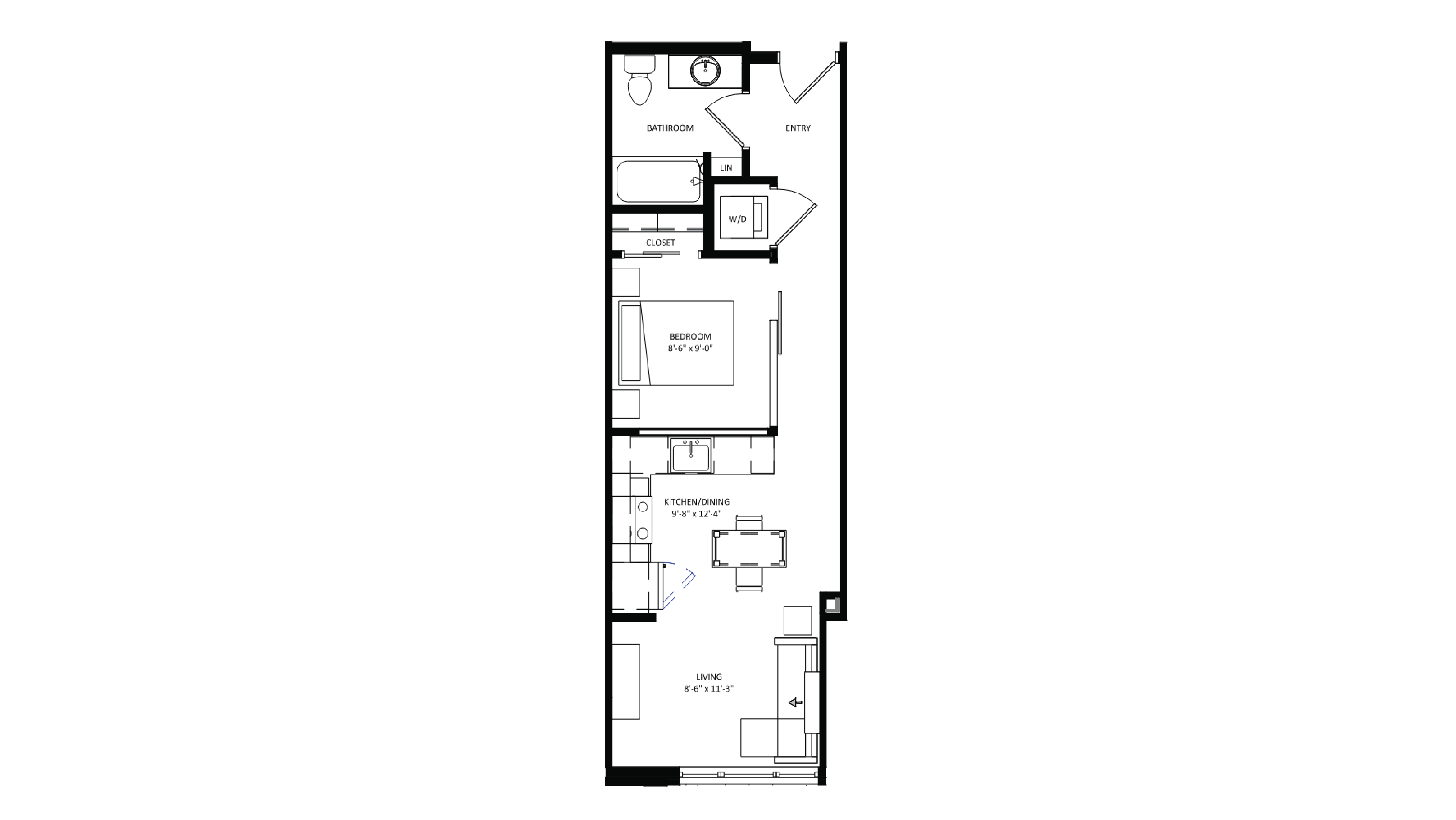 ULI The Irwin S138 - Studio, 1 Bath Floor Plan