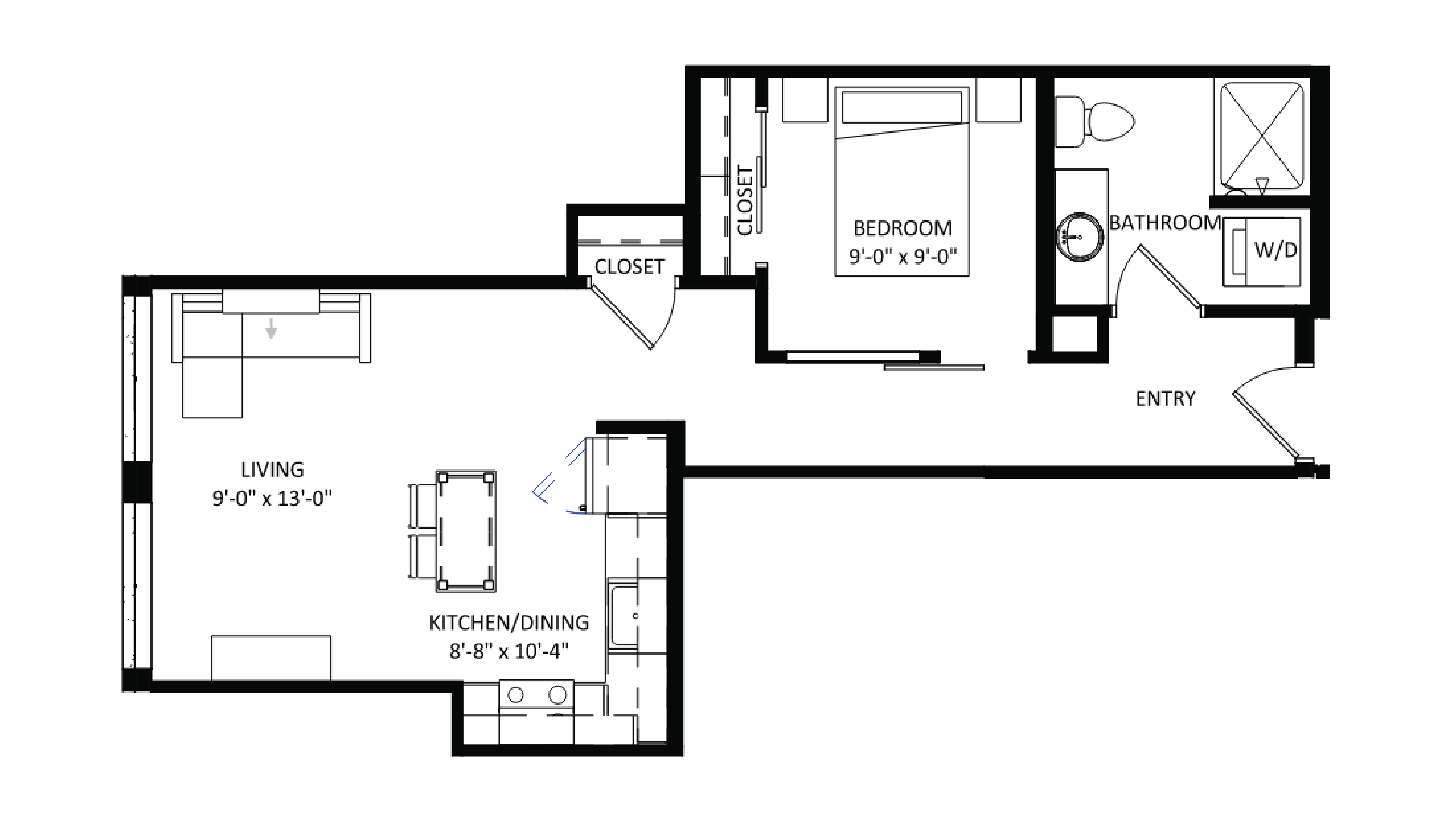 ULI The Irwin S207 - Studio, 1 Bath Floor Plan