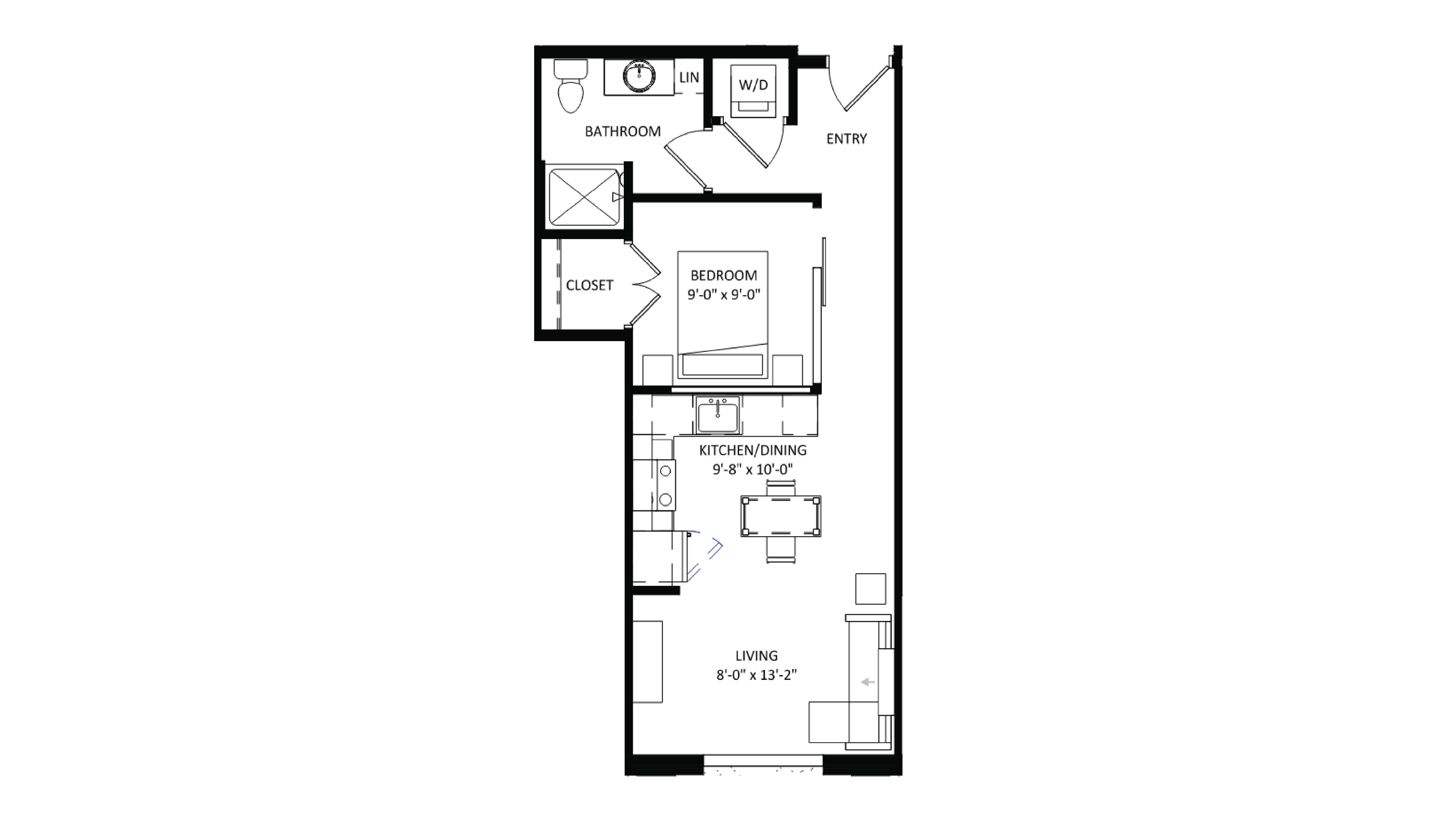 ULI The Irwin S213 - Studio, 1 Bath Floor Plan