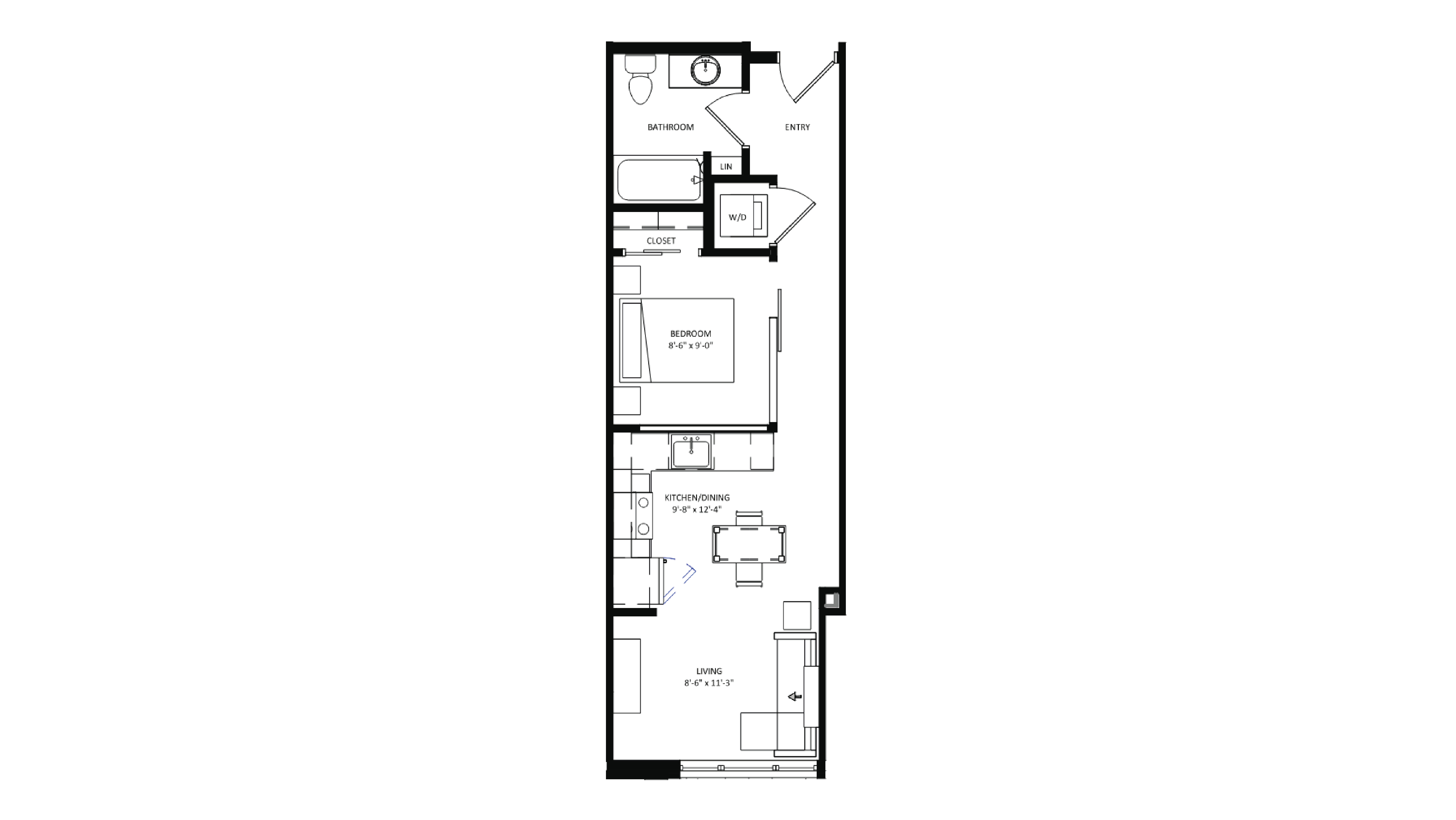ULI The Irwin S215 - Studio, 1 Bath Floor Plan