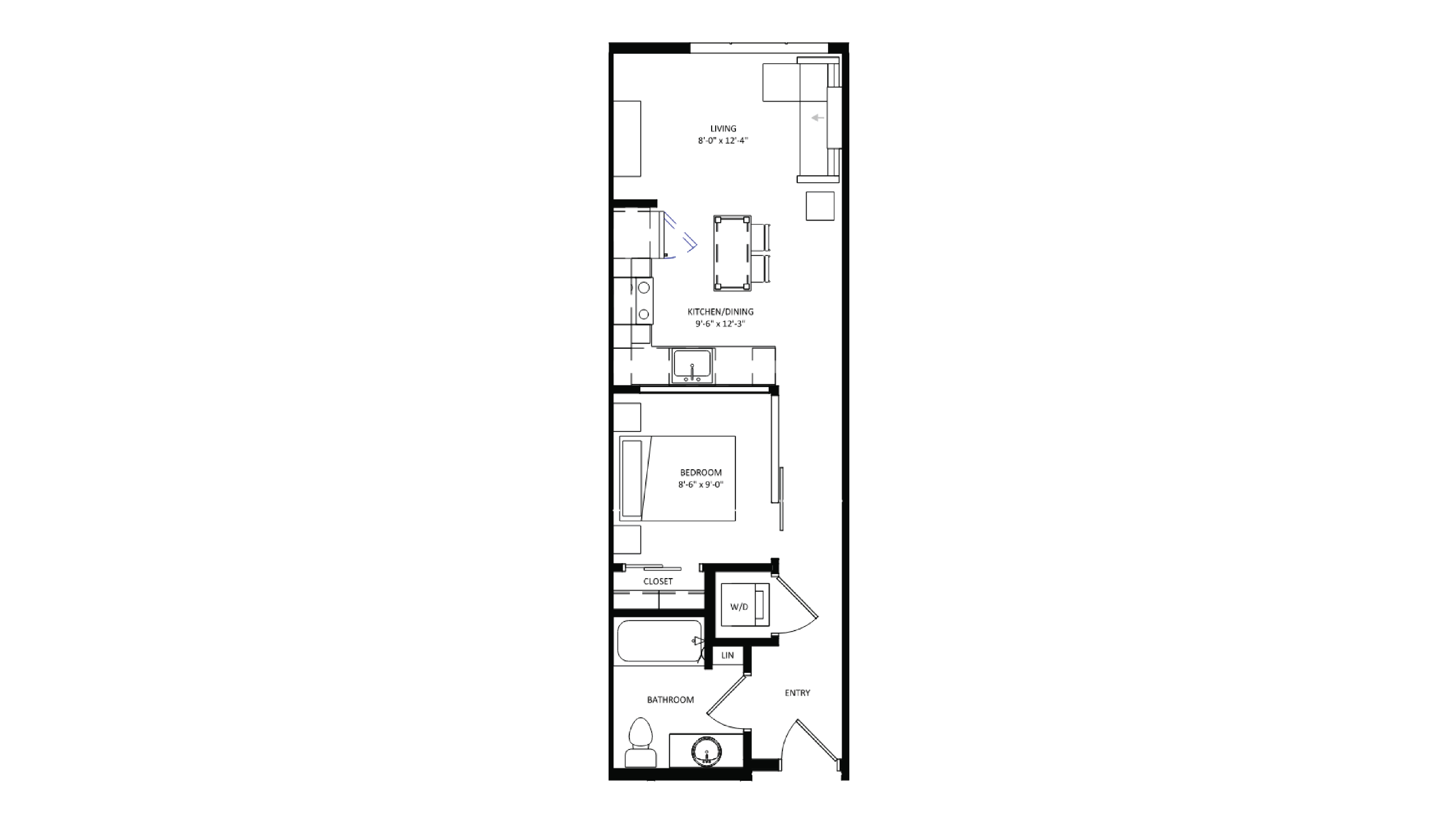 ULI The Irwin S222 - Studio, 1 Bath Floor Plan