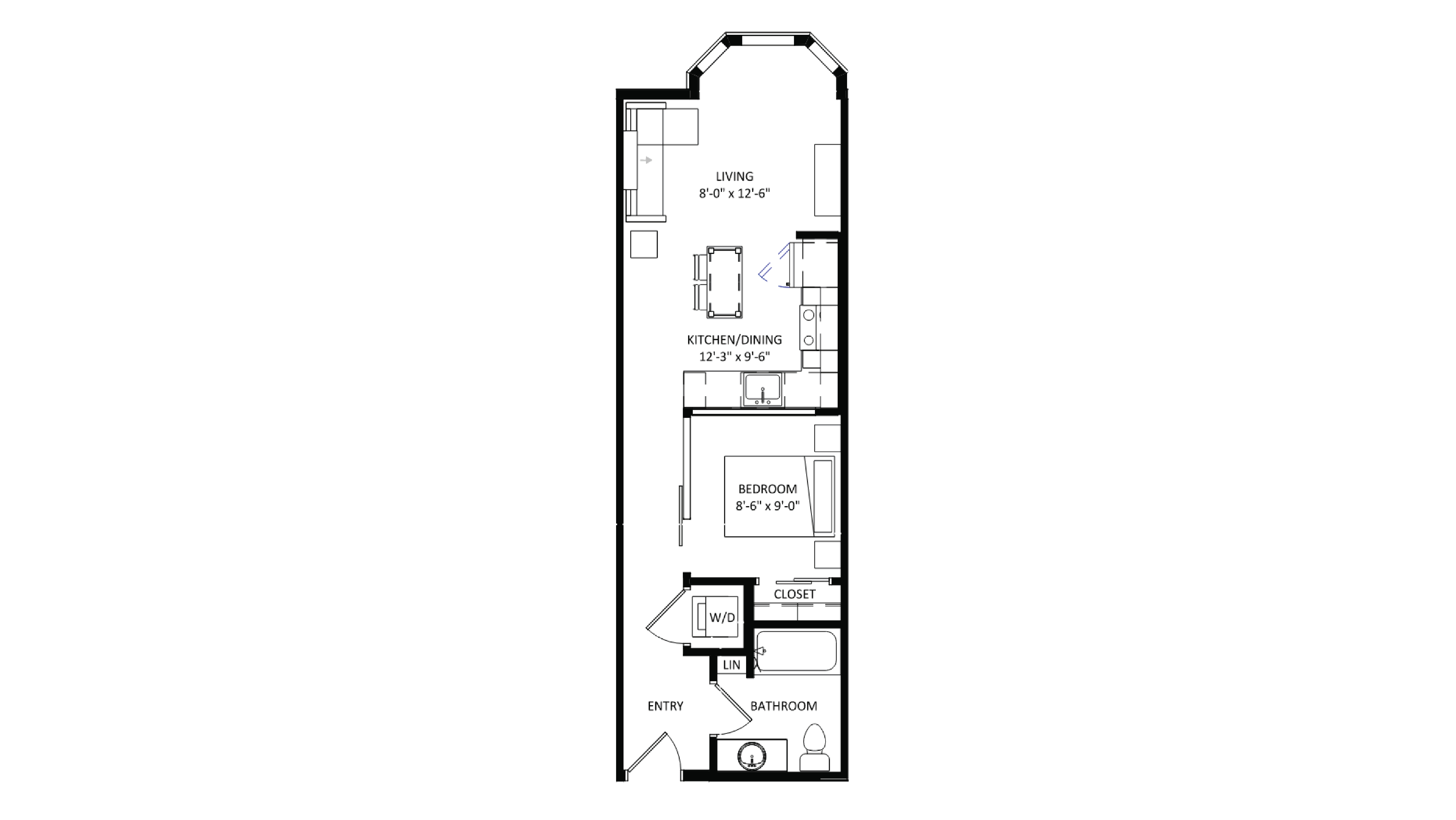 ULI The Irwin S224 - Studio, 1 Bath Floor Plan