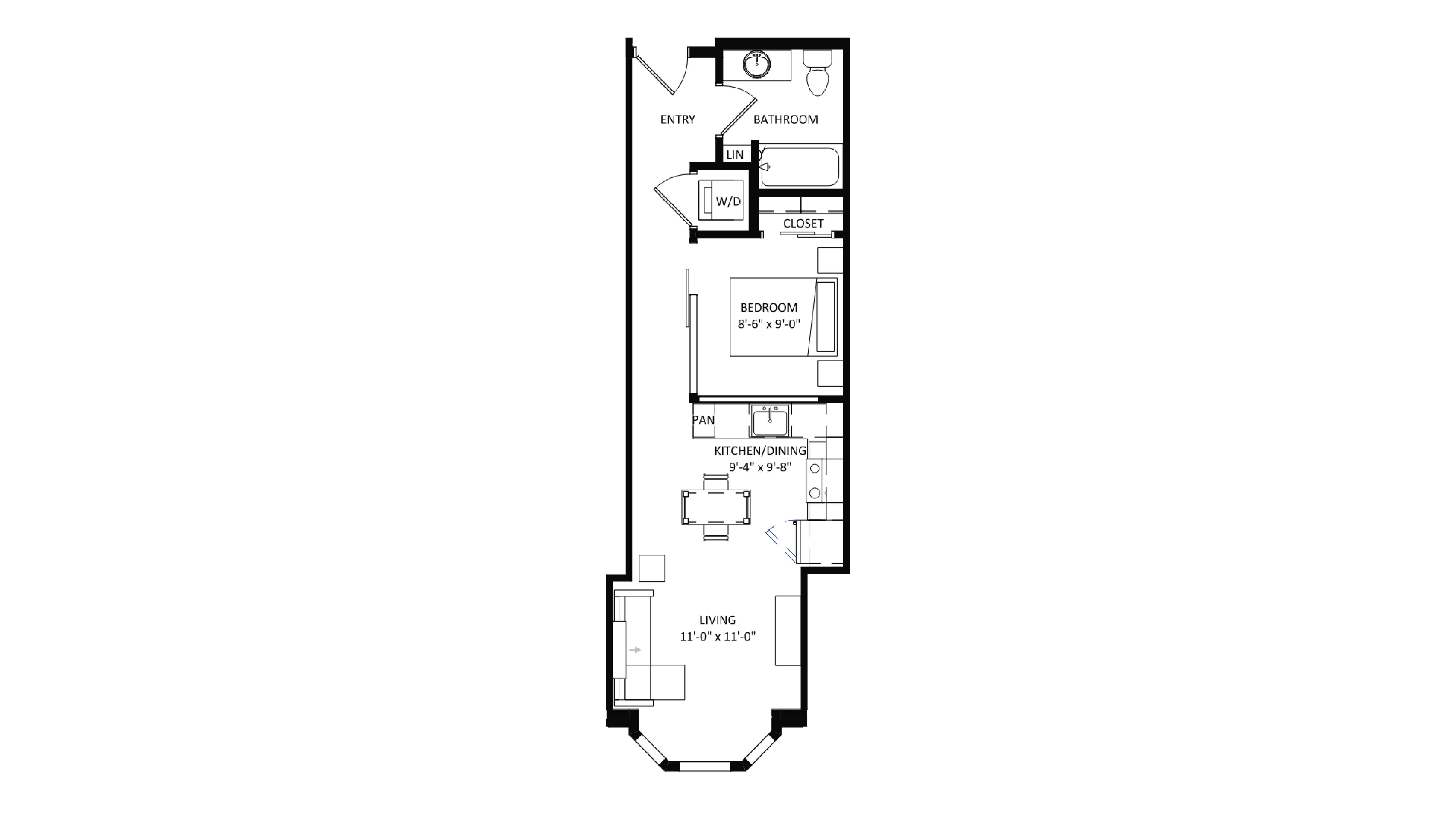 ULI The Irwin S227 - Studio, 1 Bath Floor Plan