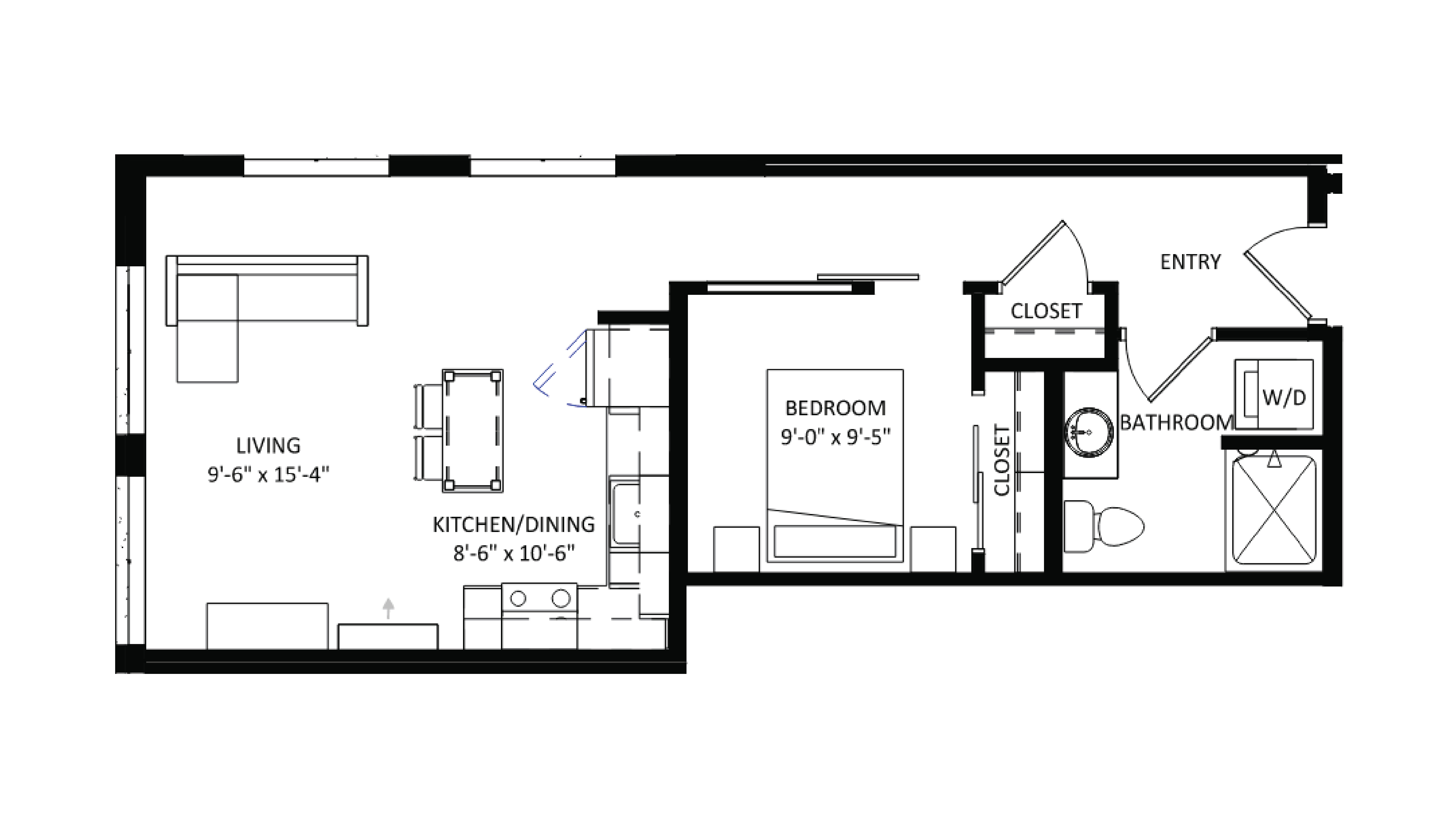 ULI The Irwin S303 - Studio, 1 Bath Floor Plan