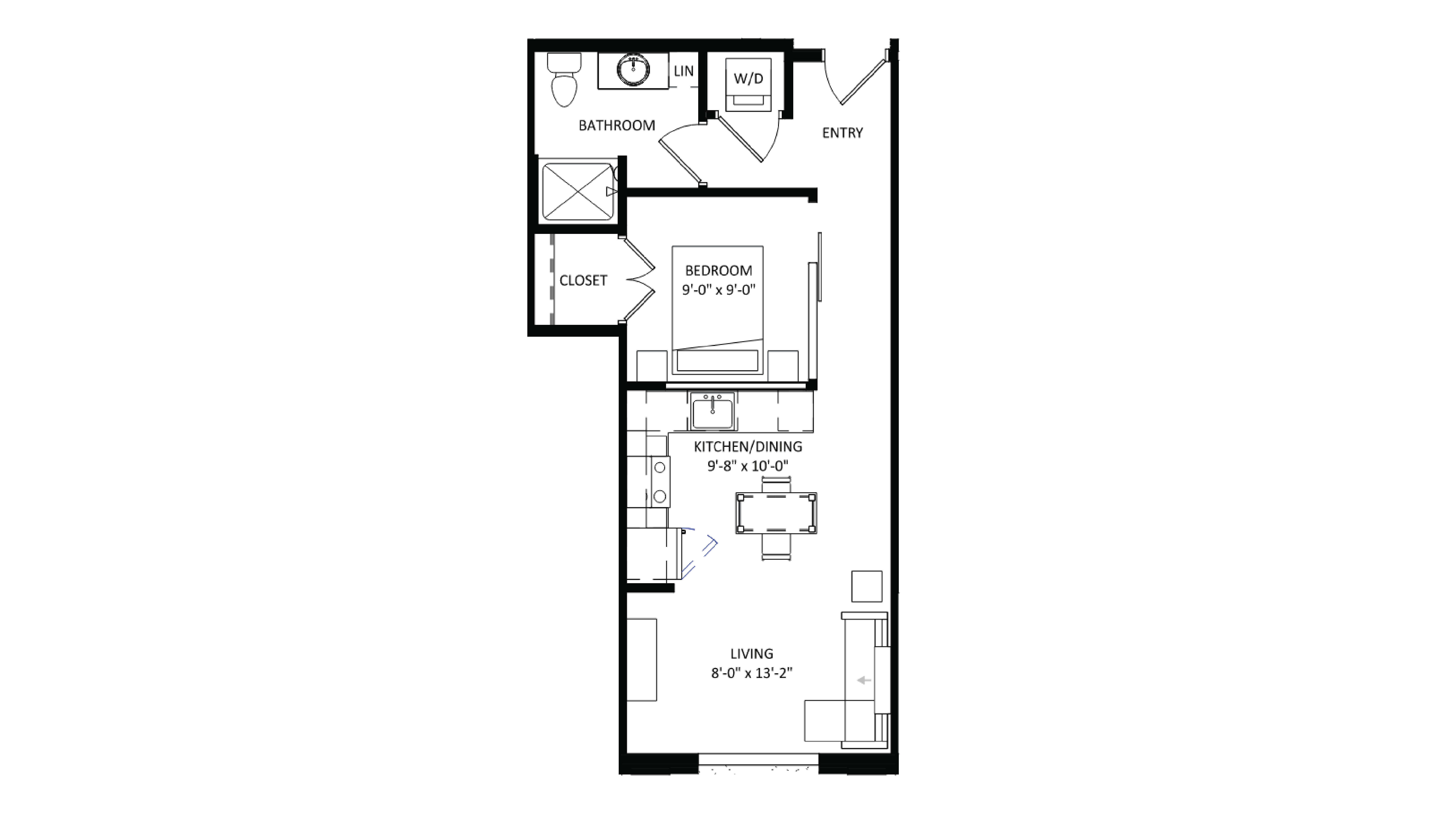 ULI The Irwin S313 - Studio, 1 Bath Floor Plan