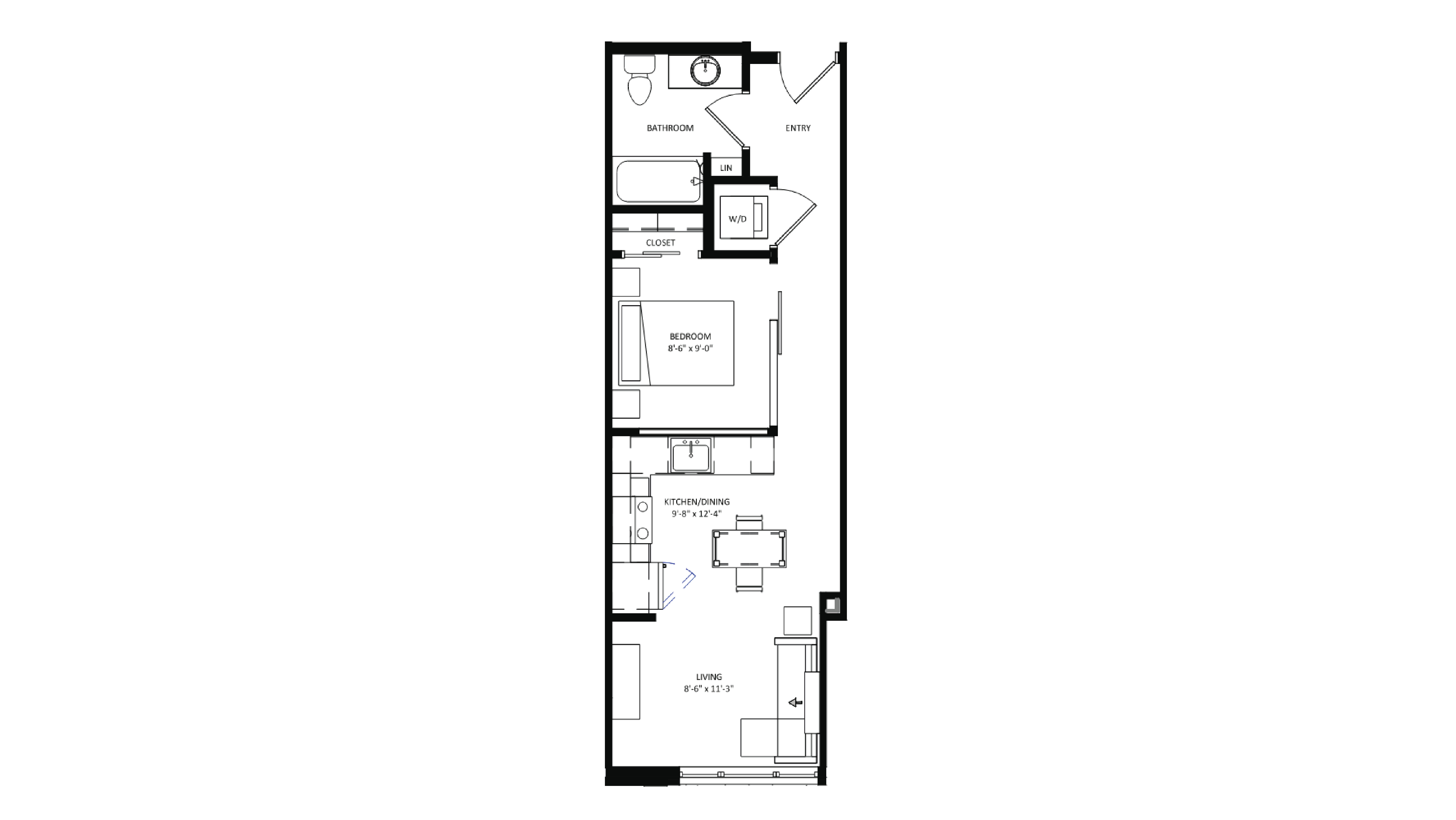 ULI The Irwin S315 - Studio, 1 Bath Floor Plan