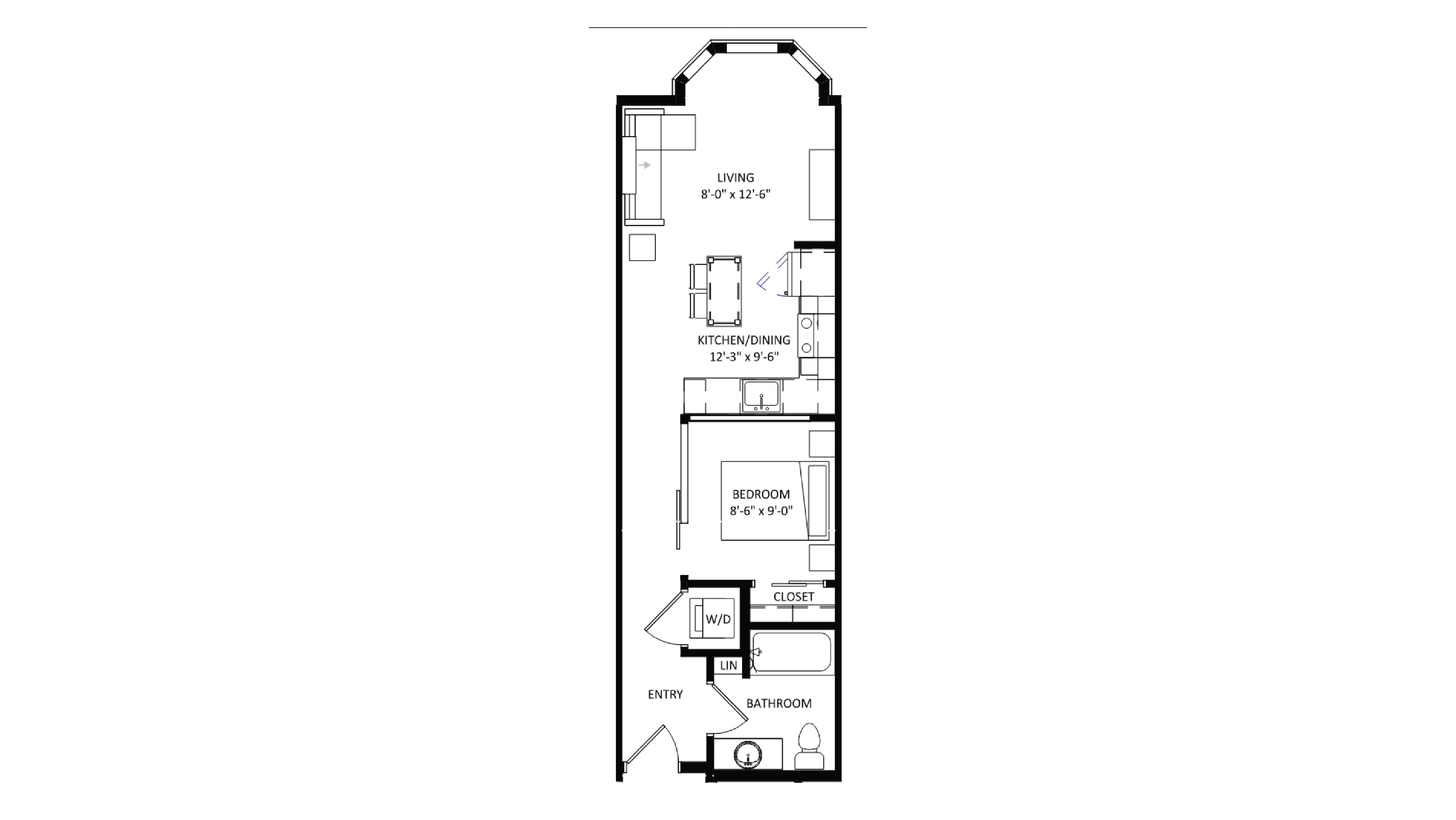 ULI The Irwin S318 - Studio, 1 Bath Floor Plan