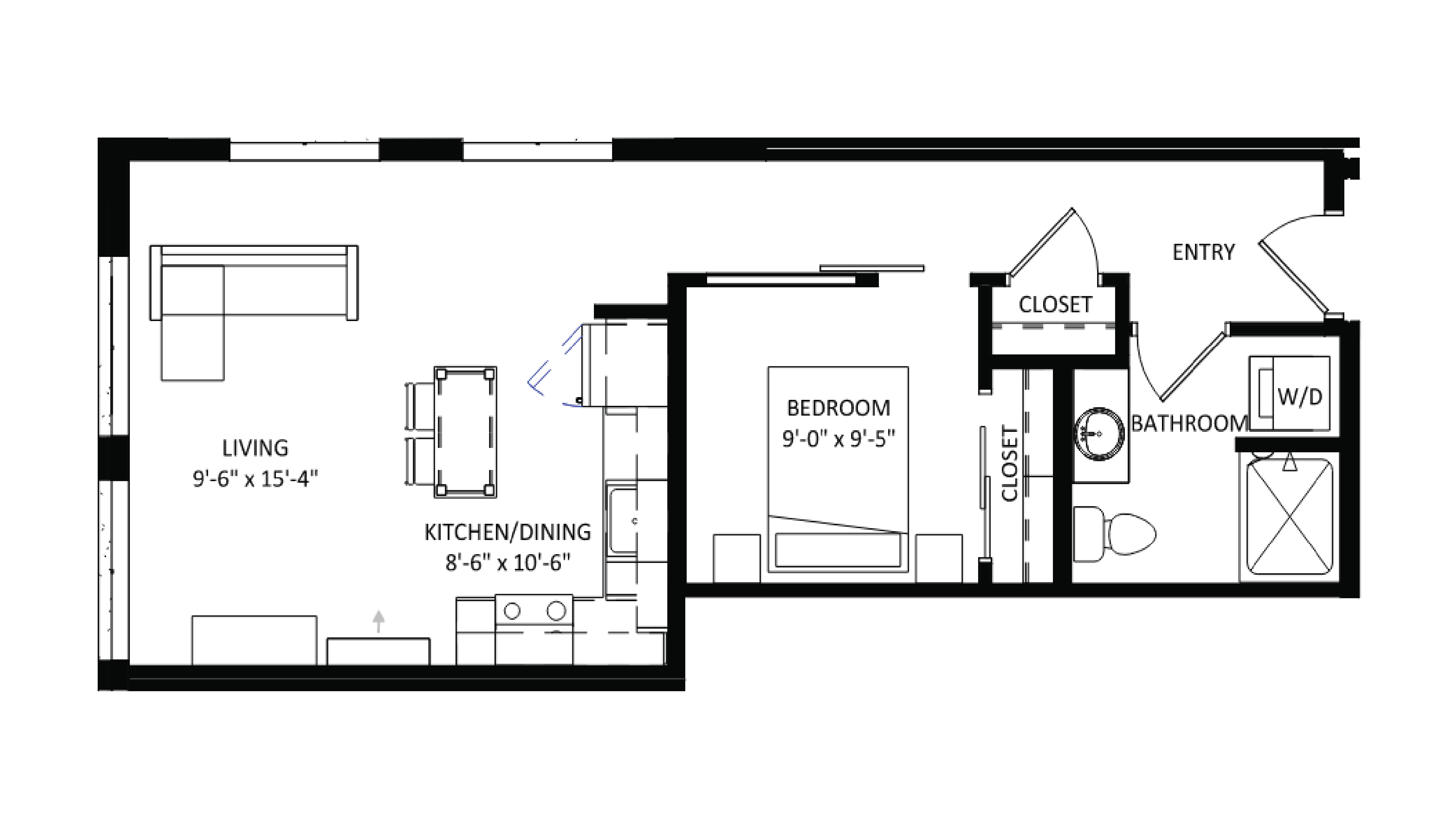 ULI The Irwin S403 - Studio, 1 Bath Floor Plan