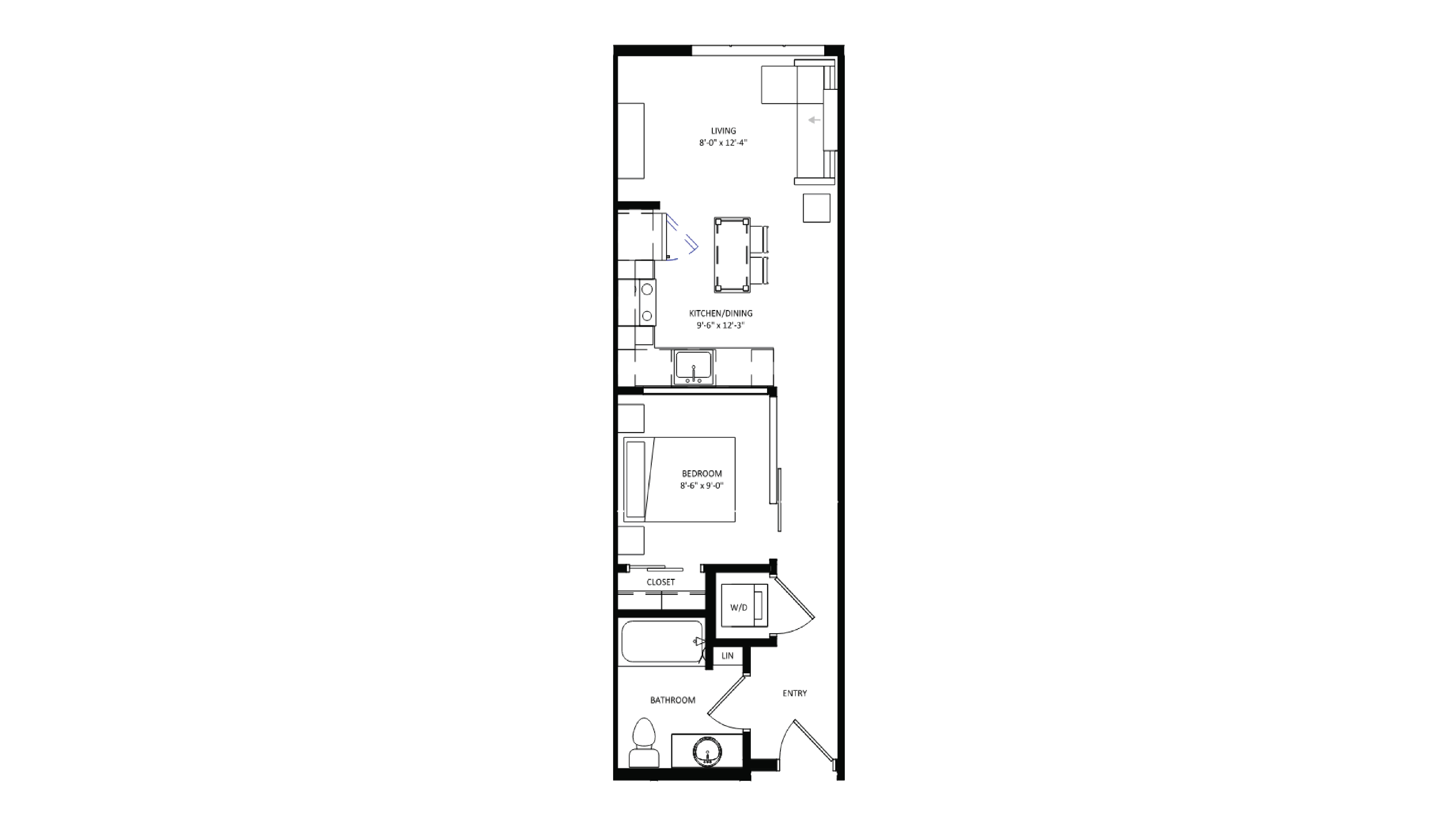 ULI The Irwin S422 - Studio, 1 Bath Floor Plan