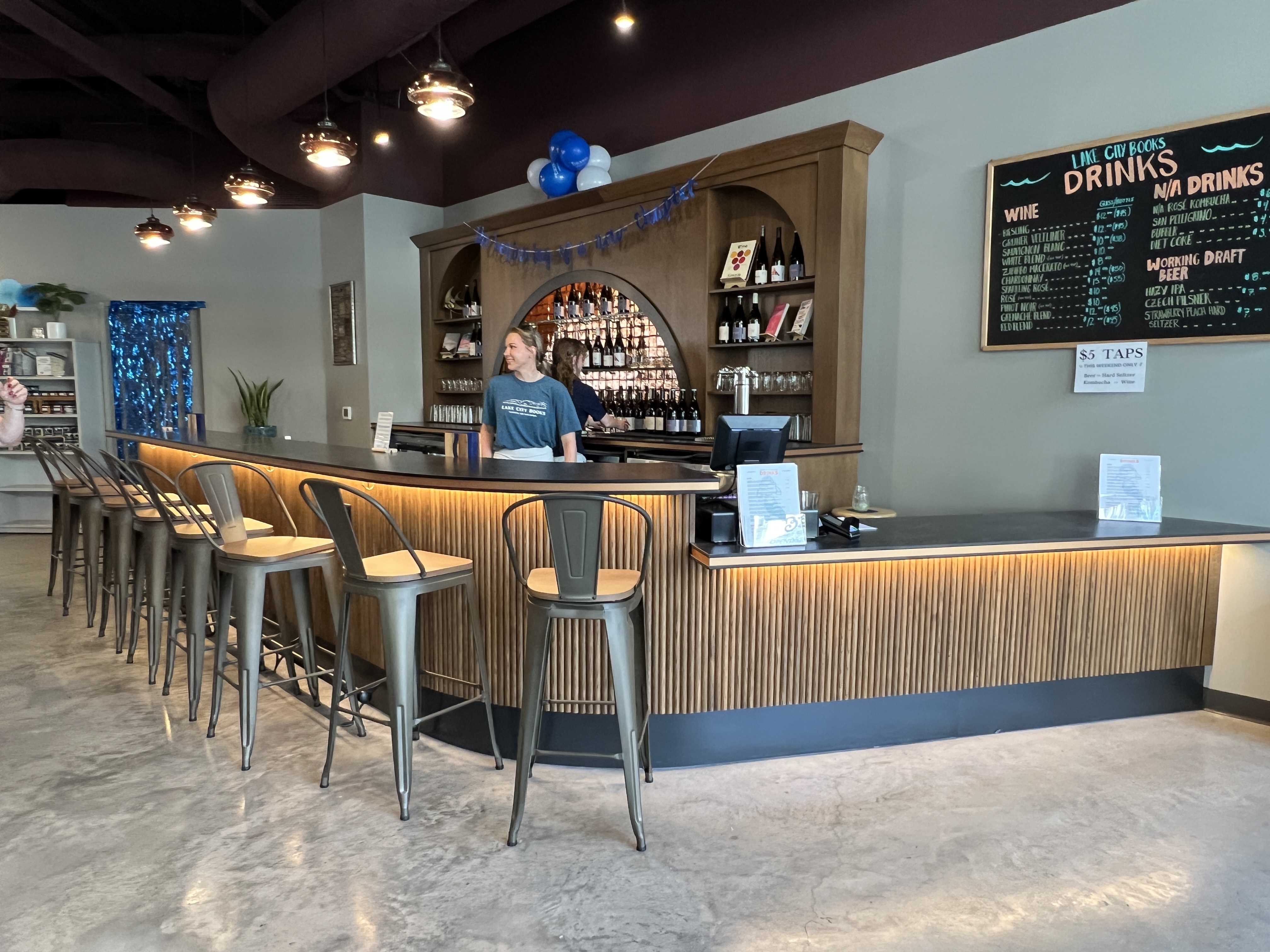 Lake City Books brand new wine bar in downtown Madison