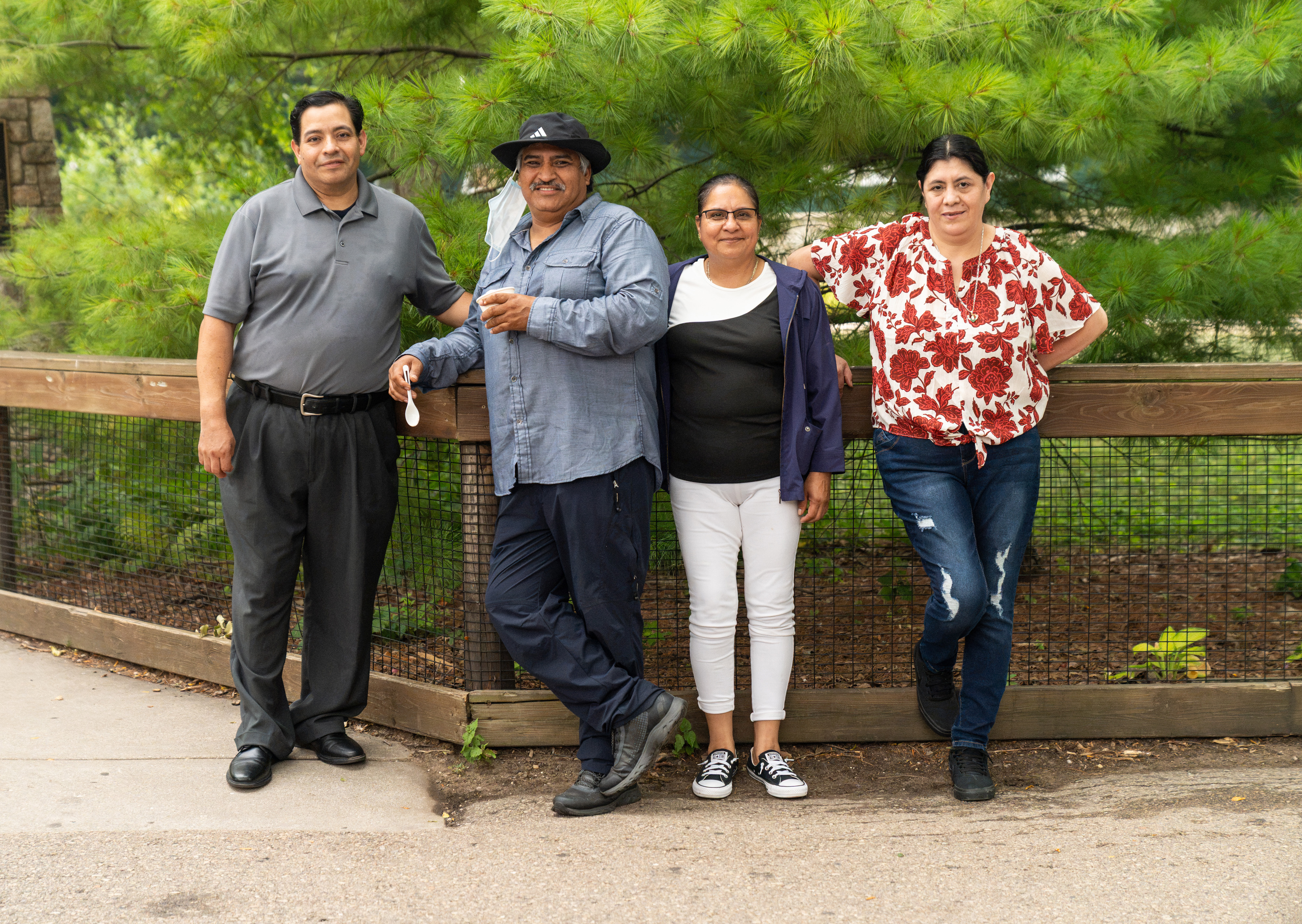 Urban Land Interests employees and their family members posing together during the annual company picnic at Henry Vilas Zoo