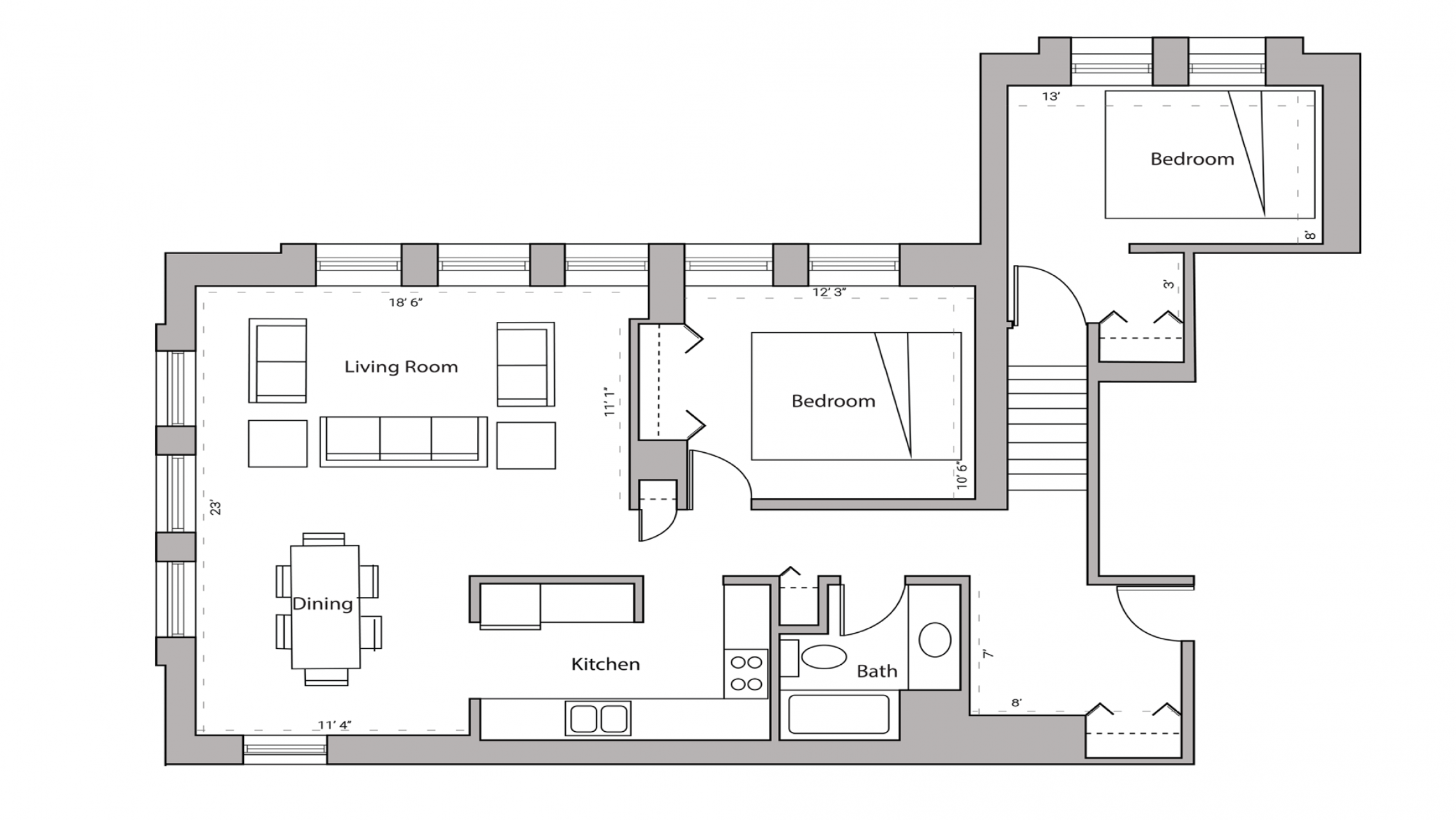 ULI Lincoln School 401 - Two Bedroom, One Bathroom