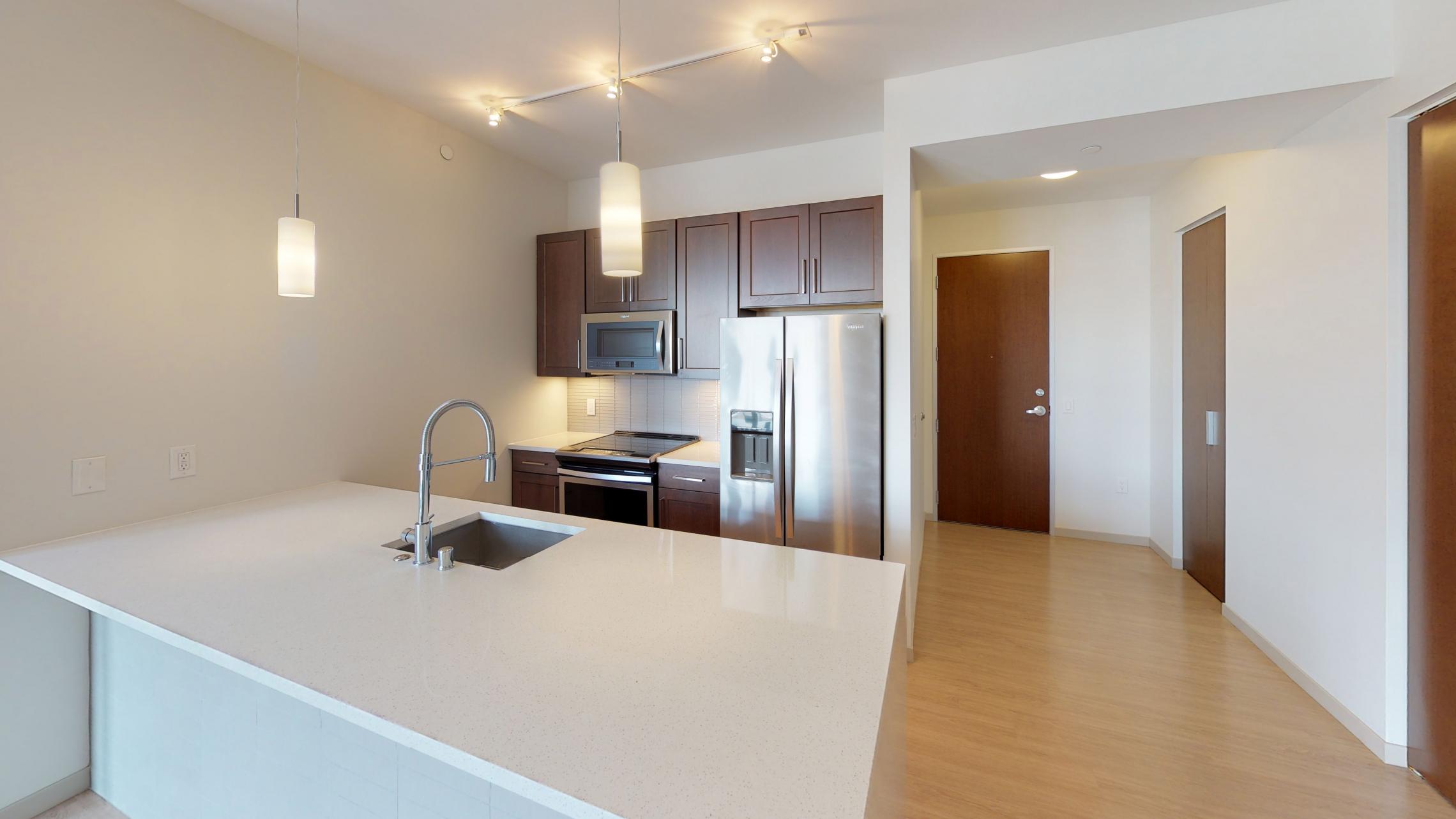 Pressman-Apartment-604-One-Bedroom-Balcony-City-View-Luxury-Downtown-Upscale-Modern-Downtown-Madison-Capitol-Square-Kitchen-Entrance.jpg