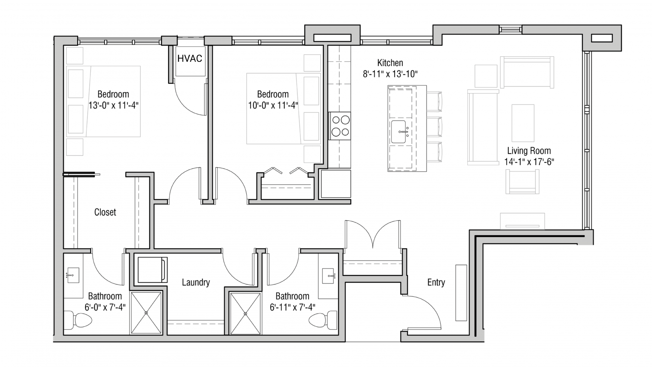 ULI Quarter Row 215 - Two Bedroom, Two Bathroom