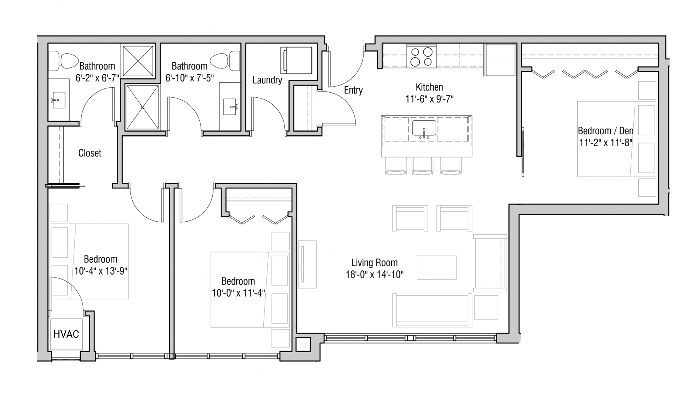 ULI Quarter Row 416 - Two Bedroom, Two Bathroom