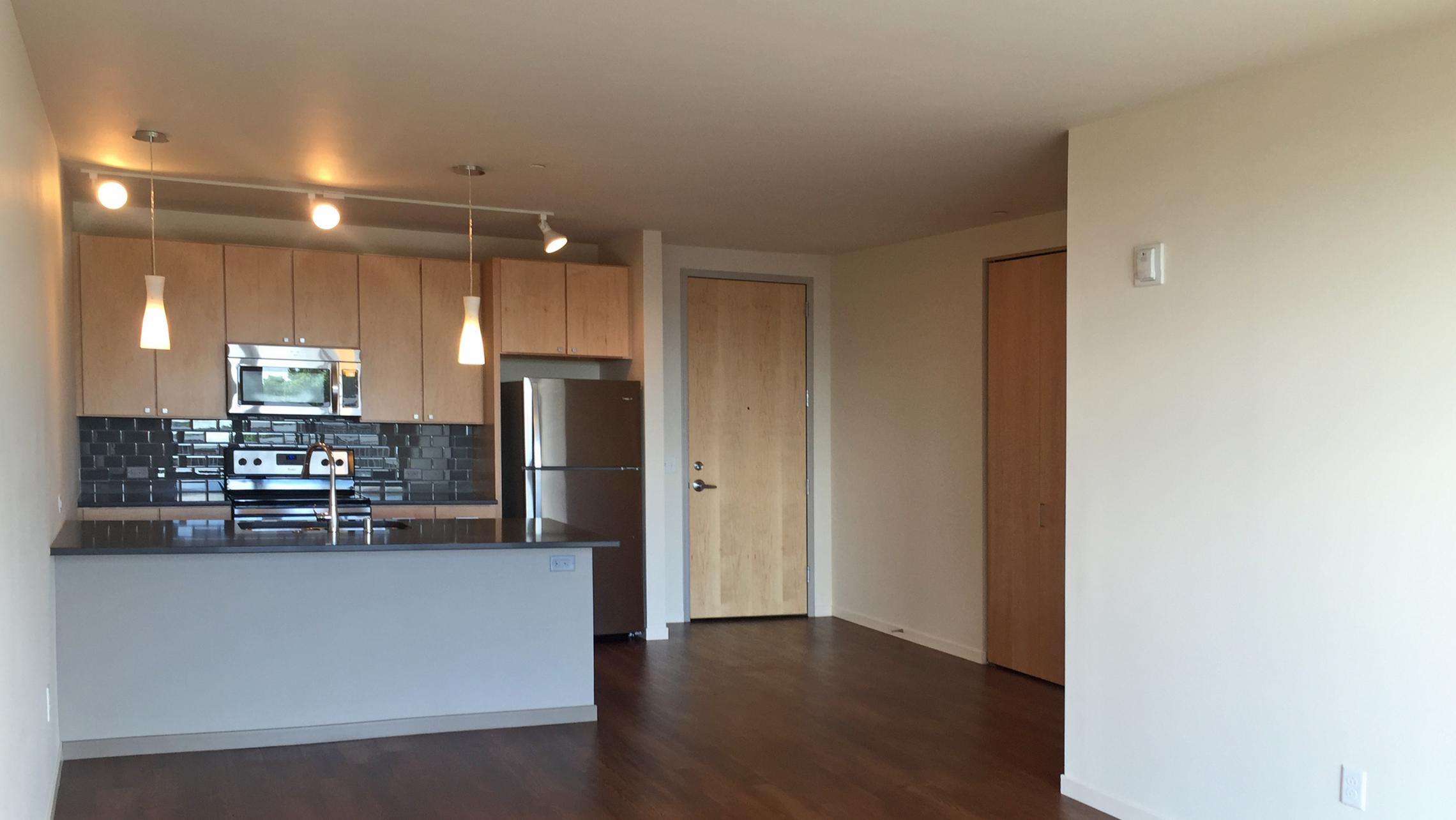 ULI Nine Line Apartment 323 - Kitchen and Living Area
