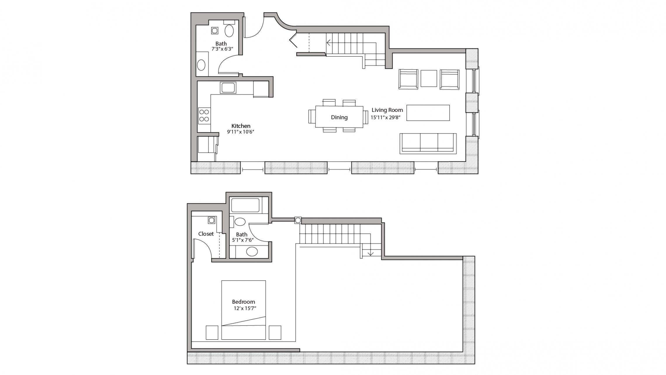 ULI Tobacco Lofts E202 - Two Bedroom, One and a Half Bathroom